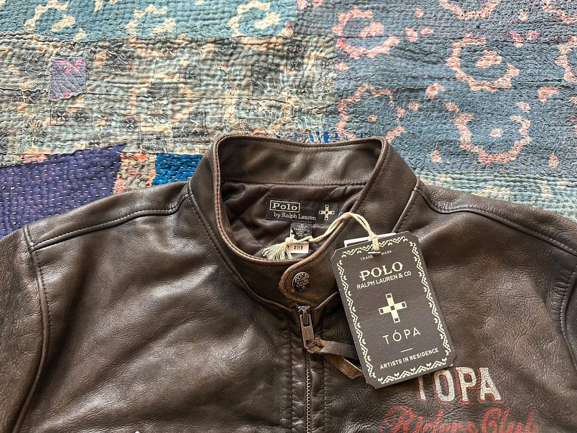 Polo Ralph Lauren Distressed Rivet Biker Jacket — label