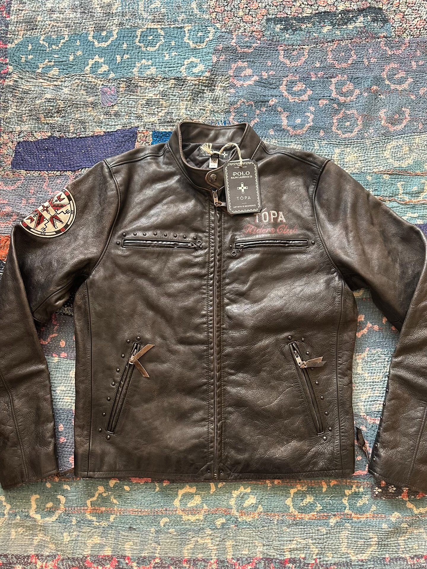 Polo Ralph Lauren Distressed Rivet Biker Jacket
