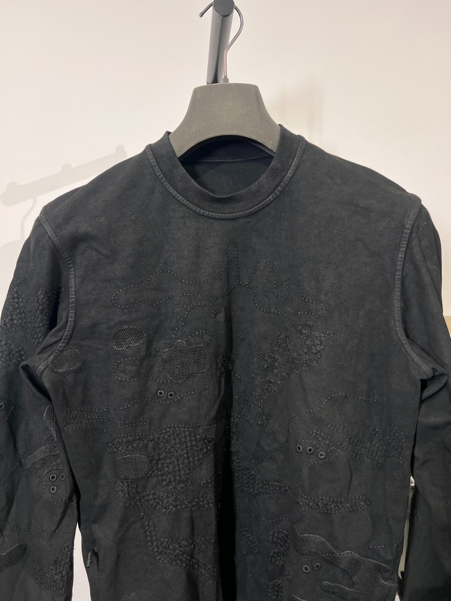 Boris Bidjan Saberi Wax Coated Crewneck Sweatshirt — detail