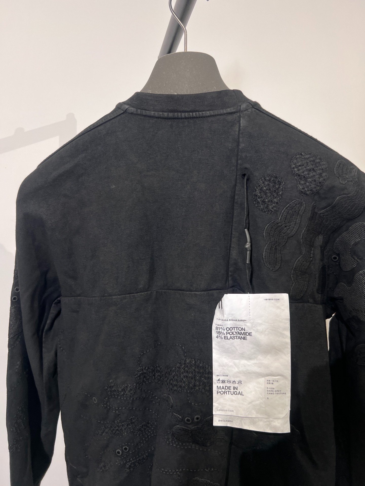 Boris Bidjan Saberi Wax Coated Crewneck Sweatshirt — back