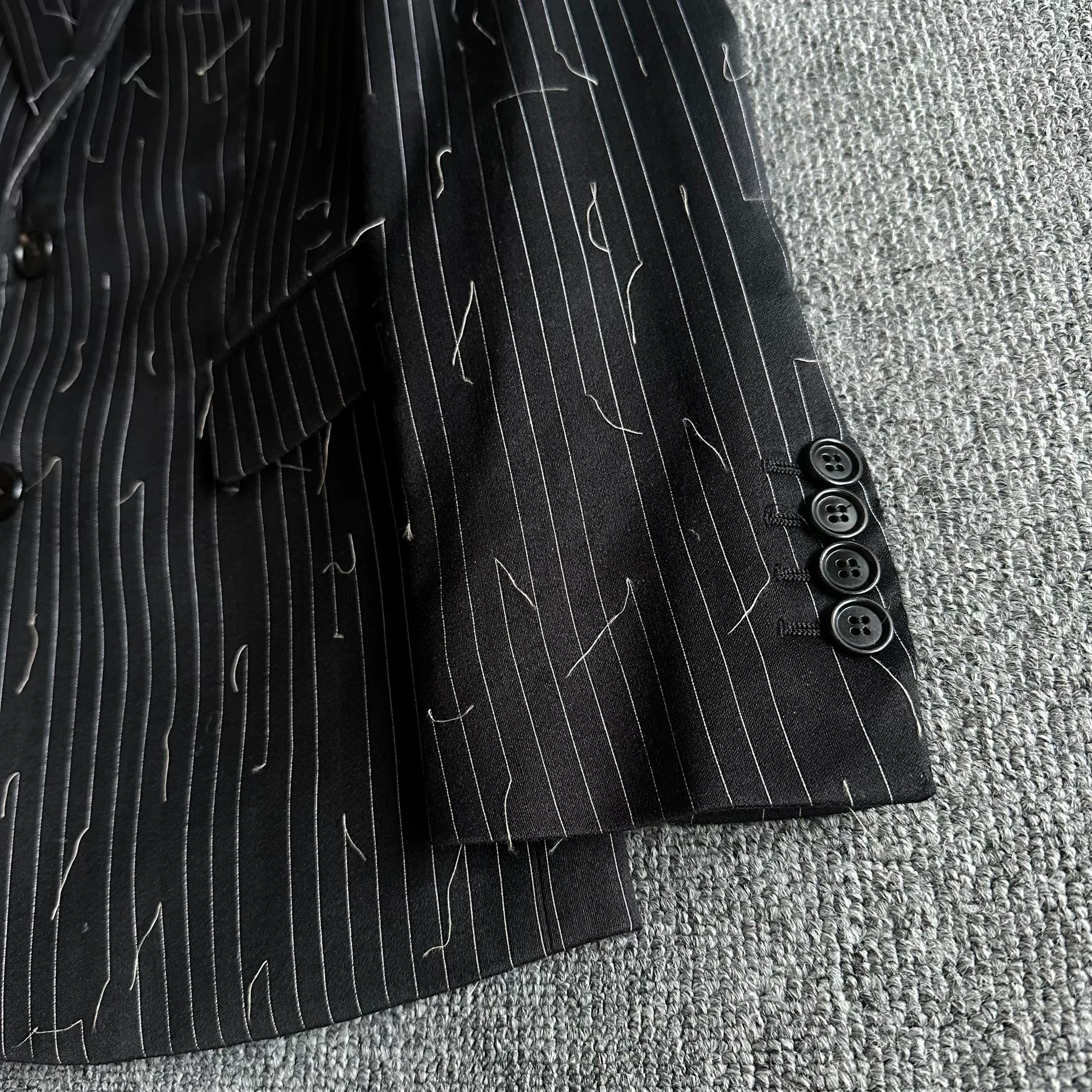 Dior Homme Black Pinstripe Wool Blazer — front