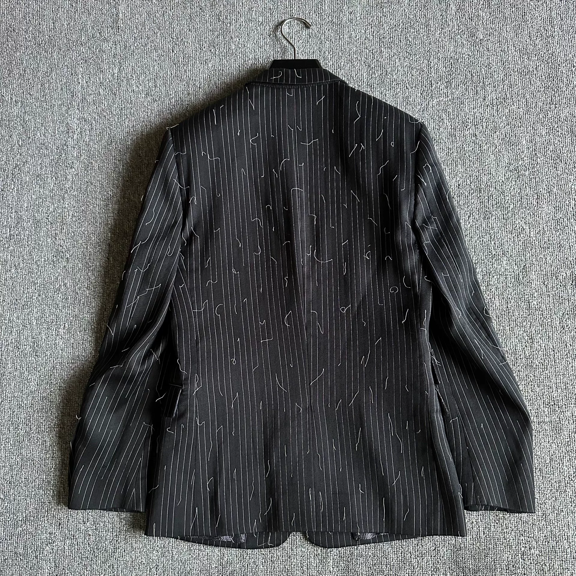 Dior Homme Black Pinstripe Wool Blazer — back