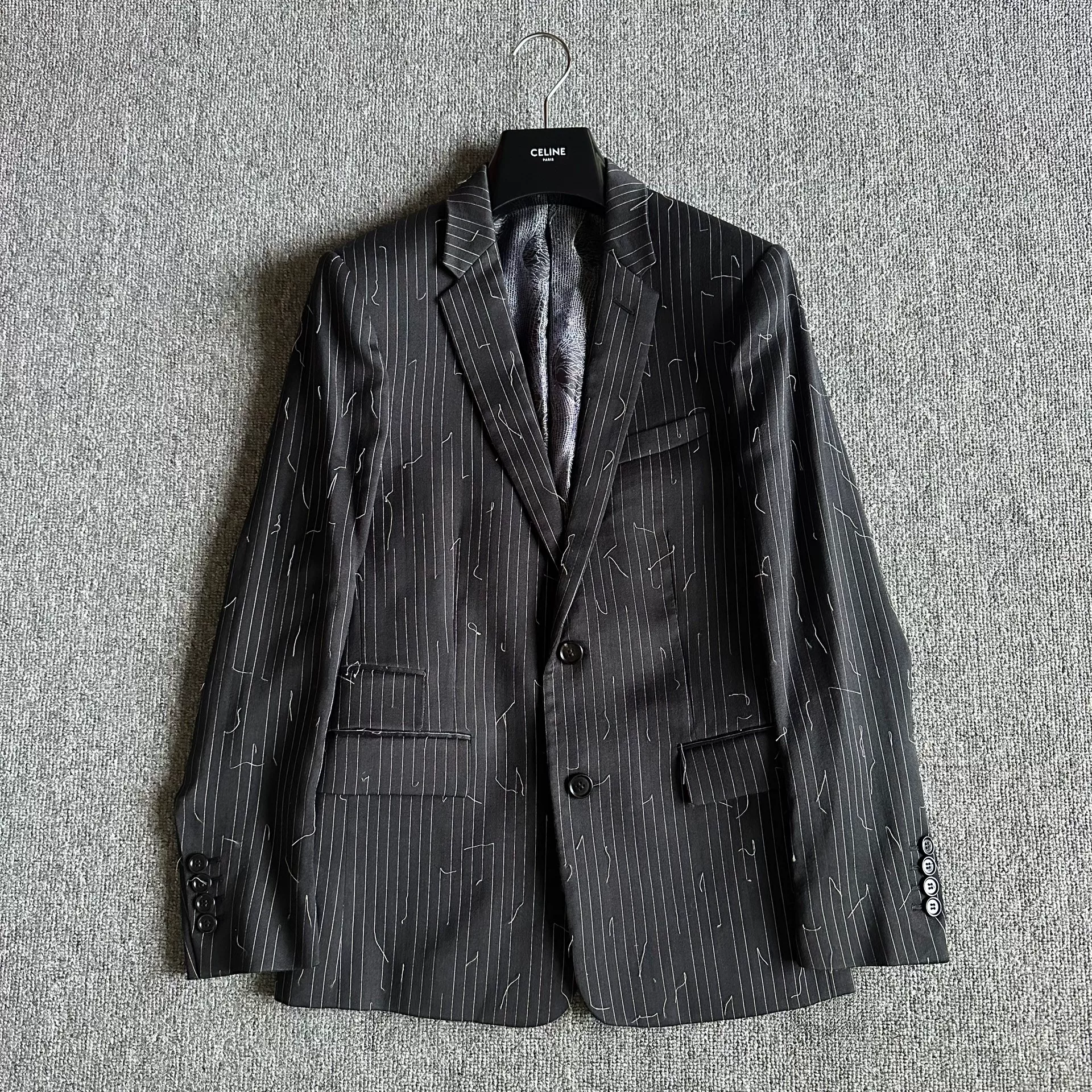 Dior Homme Black Pinstripe Wool Blazer