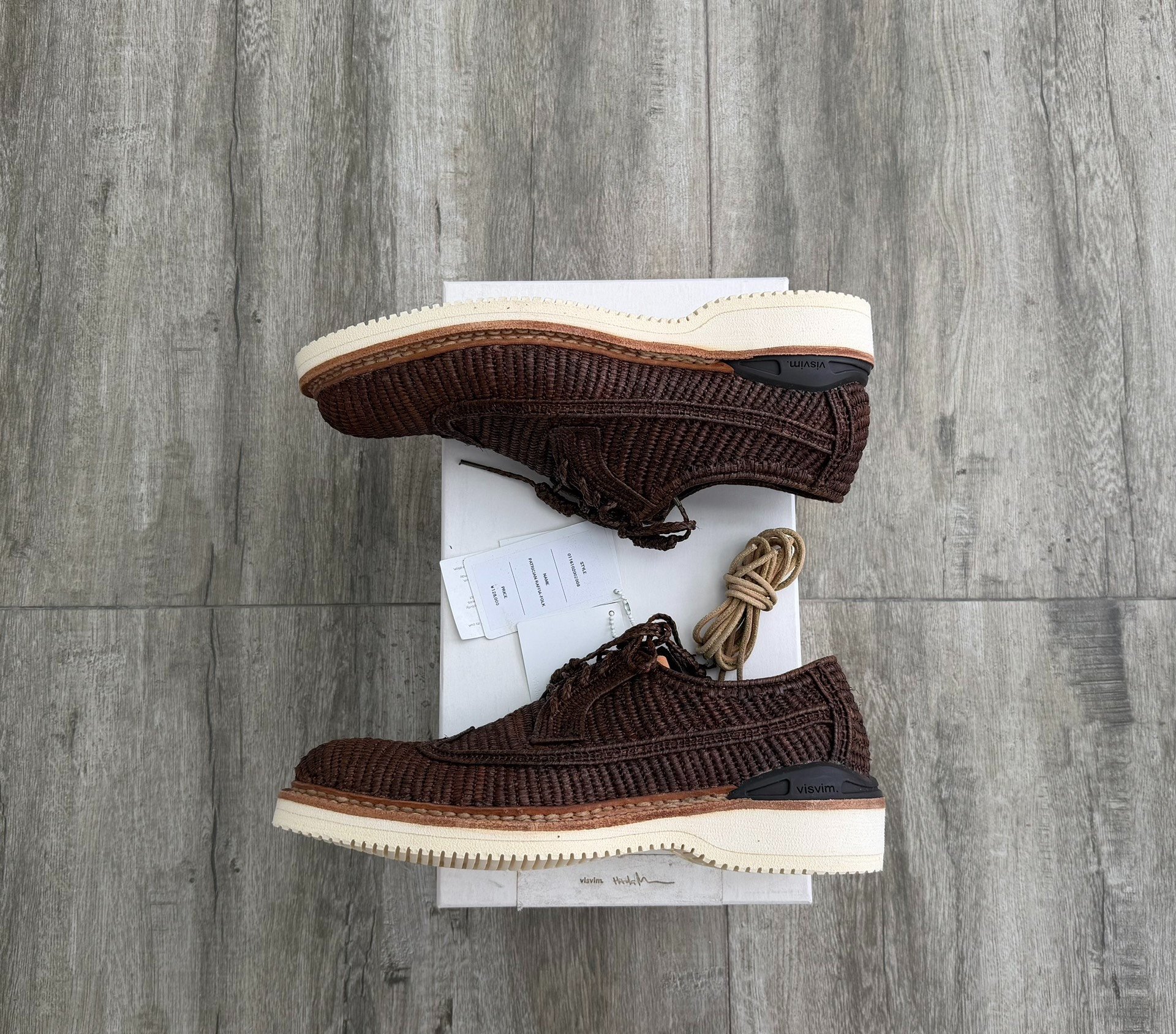 Visvim Patrician Raffia-Folk Low-Top — detail