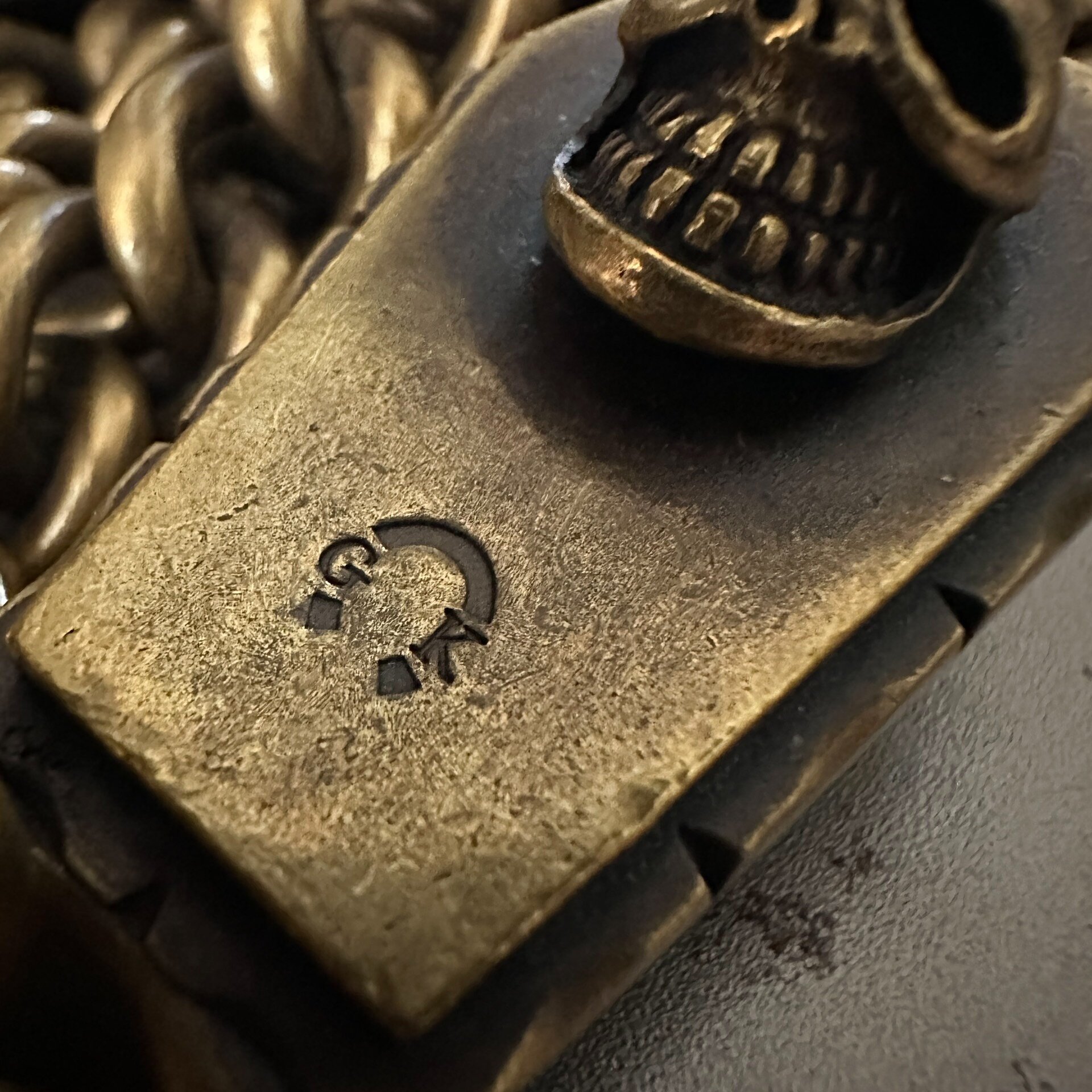Gold Kid Brass Wallet & Chain — label