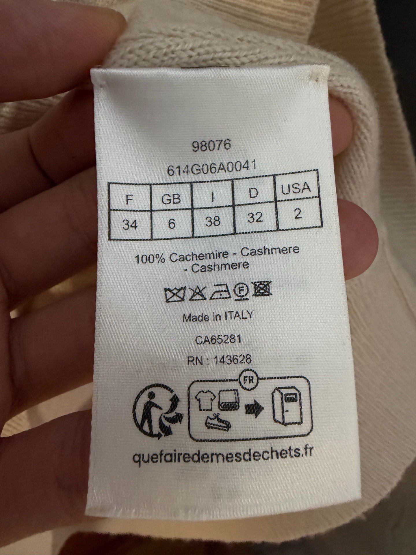 Dior New Off-White Hooded Cashmere Zip Jacket — back