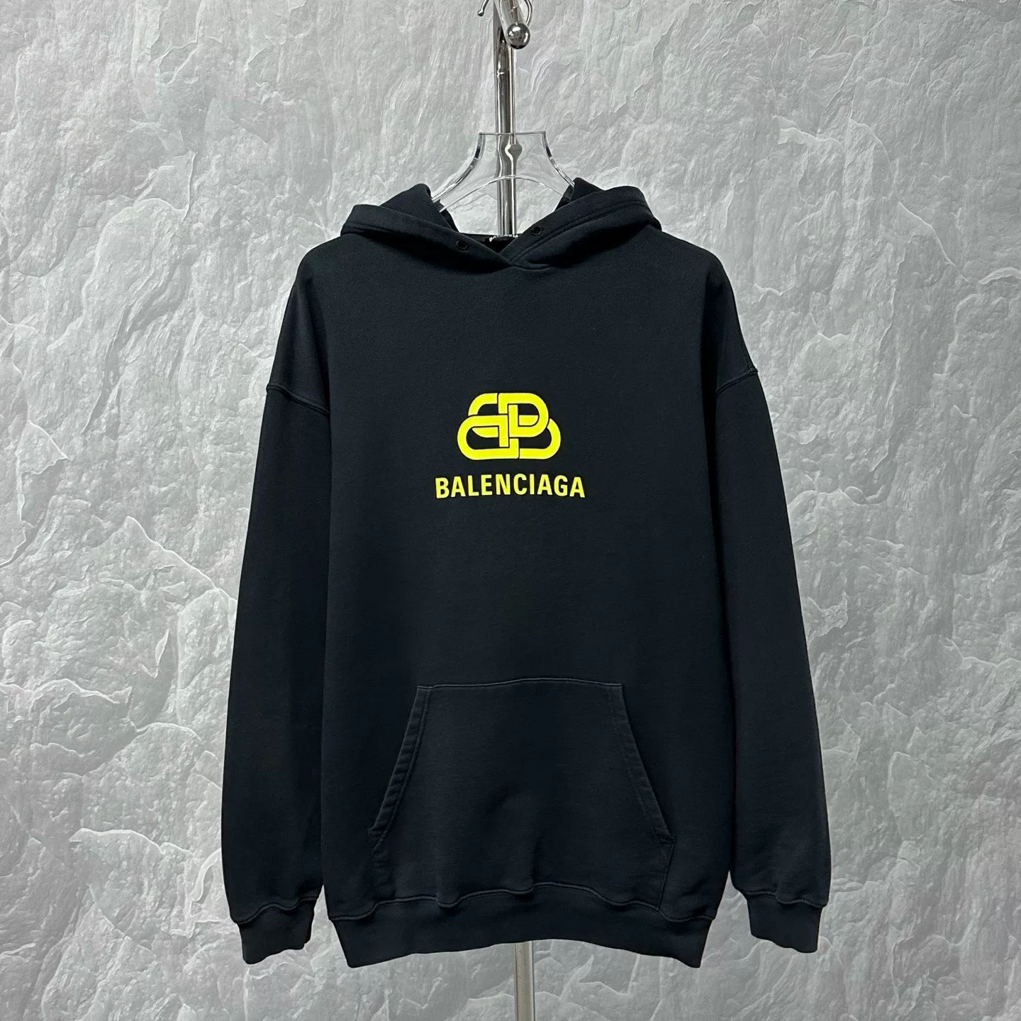 Balenciaga Lock Print Distressed Hoodie