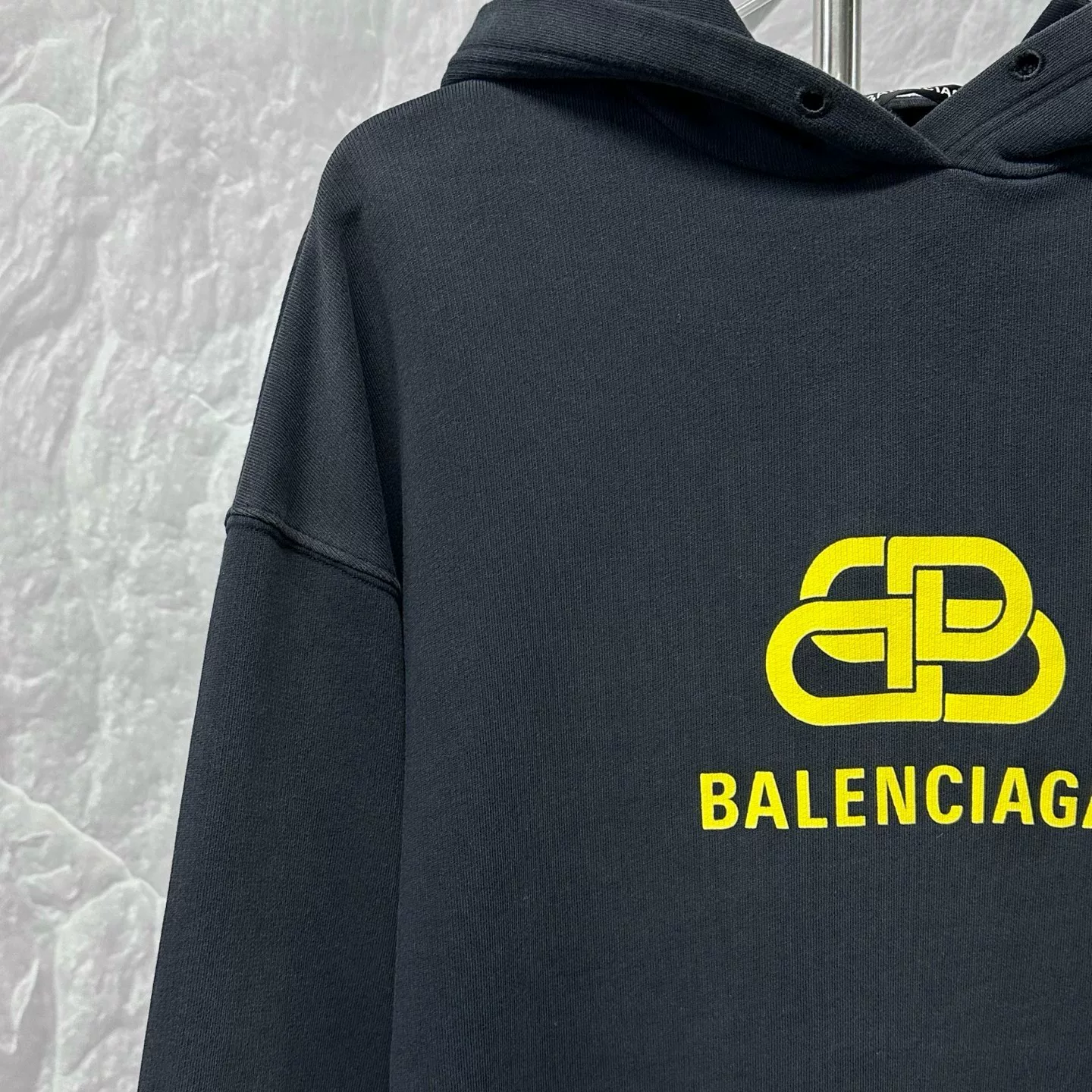 Balenciaga Lock Print Distressed Hoodie — detail