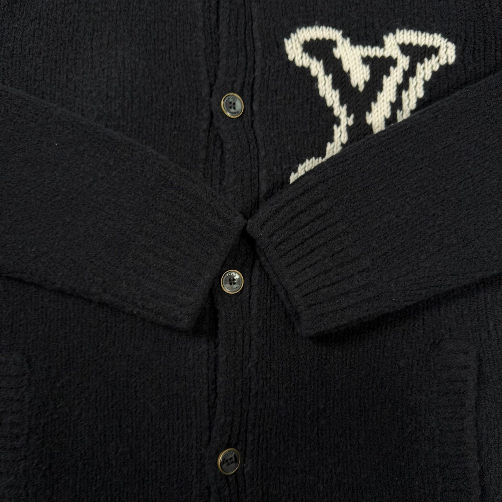 Louis Vuitton Black Chest Logo Cardigan — back