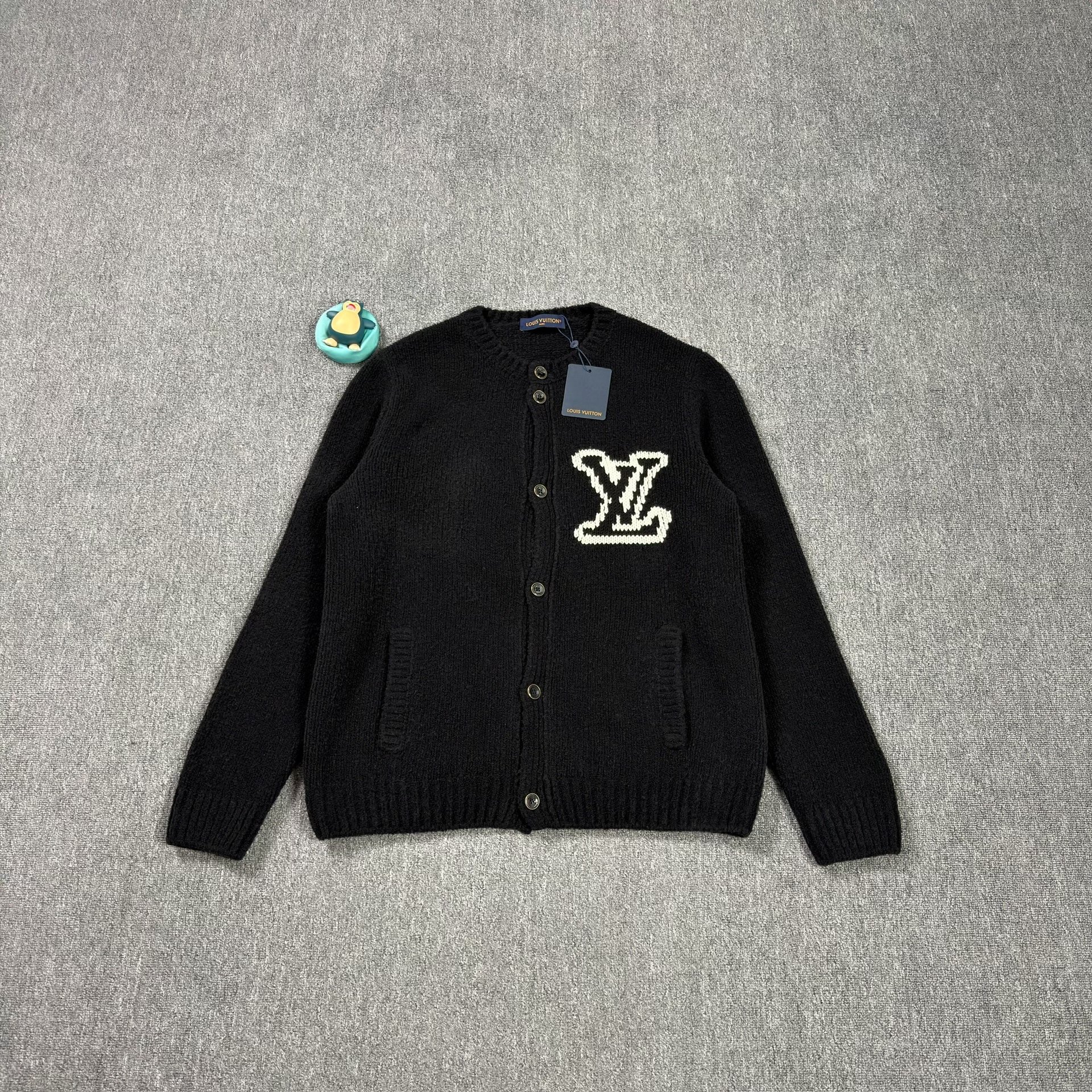 Louis Vuitton Black Chest Logo Cardigan