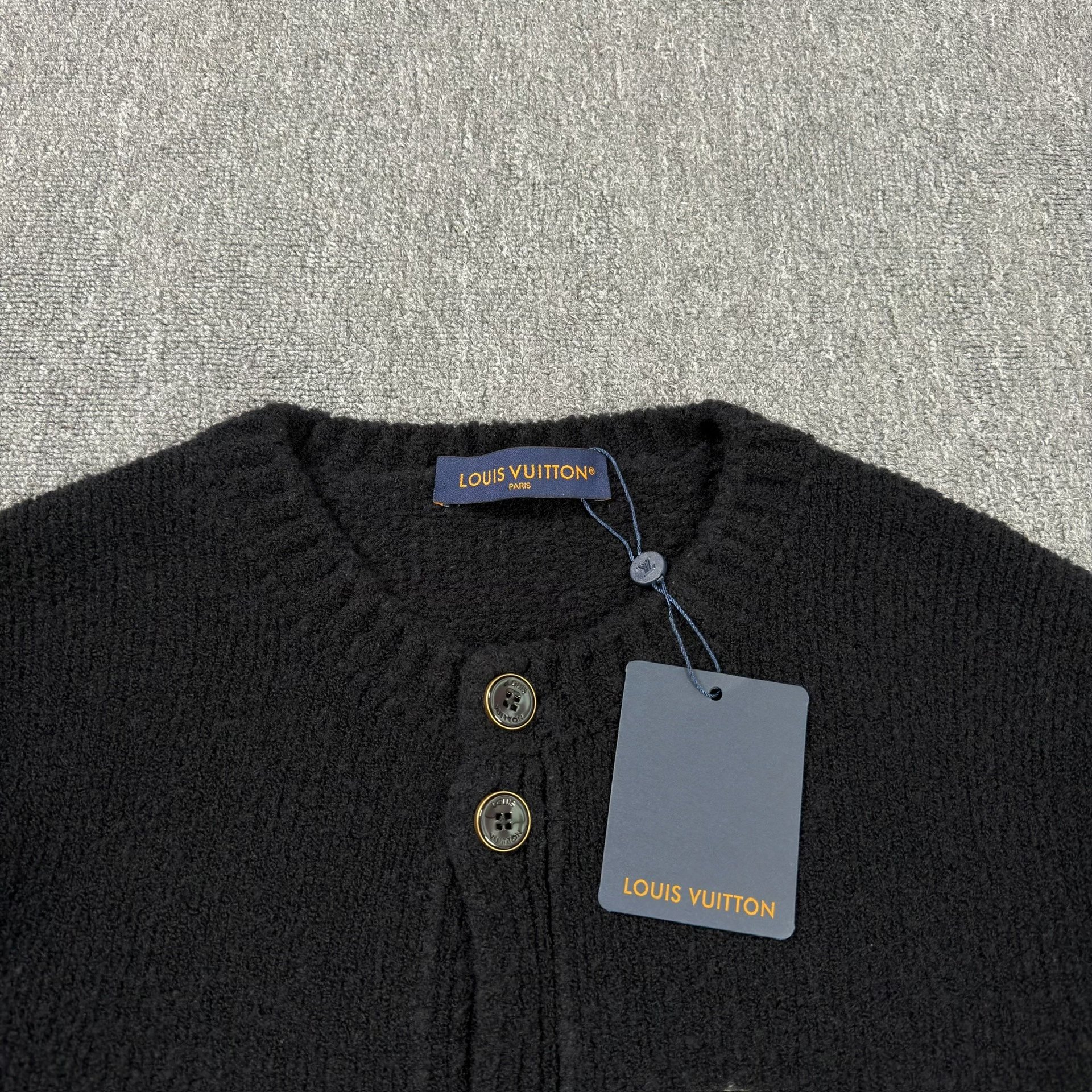 Louis Vuitton Black Chest Logo Cardigan — detail