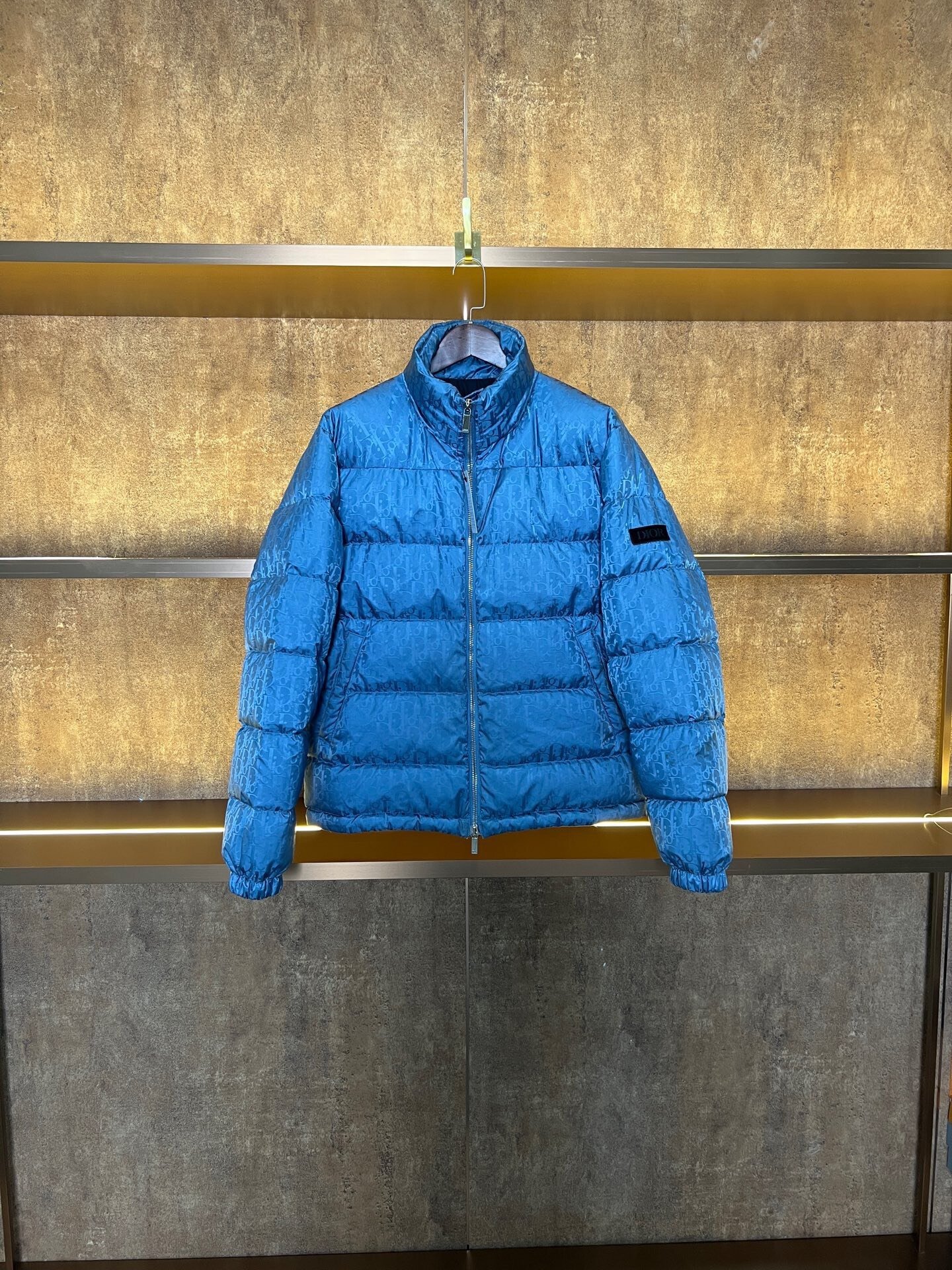Dior Blue All-Over Print Down Jacket
