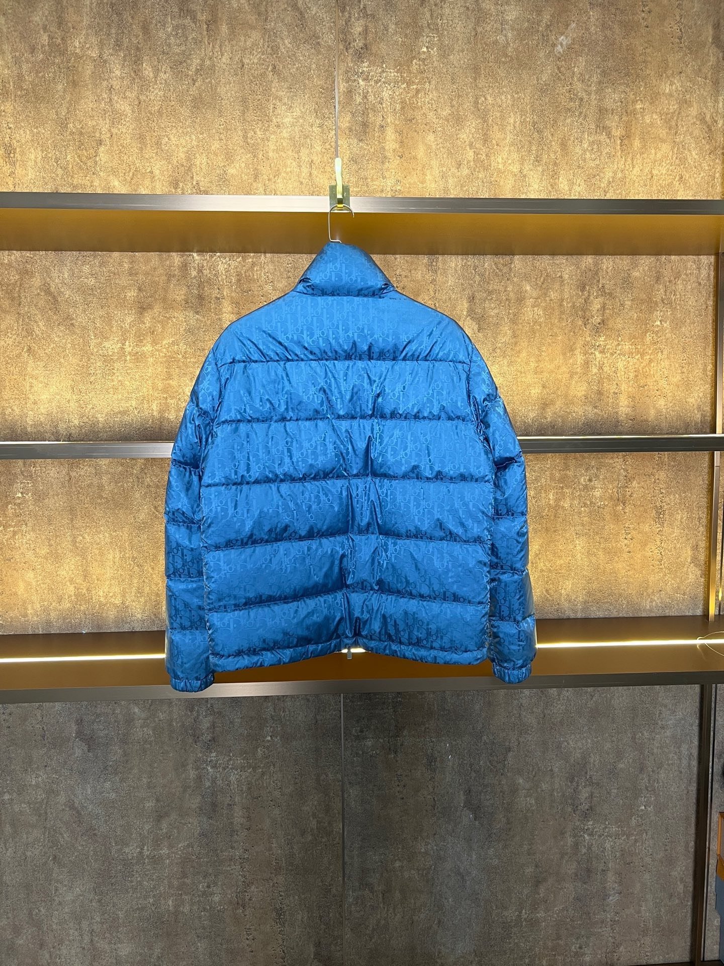 Dior Blue All-Over Print Down Jacket — front