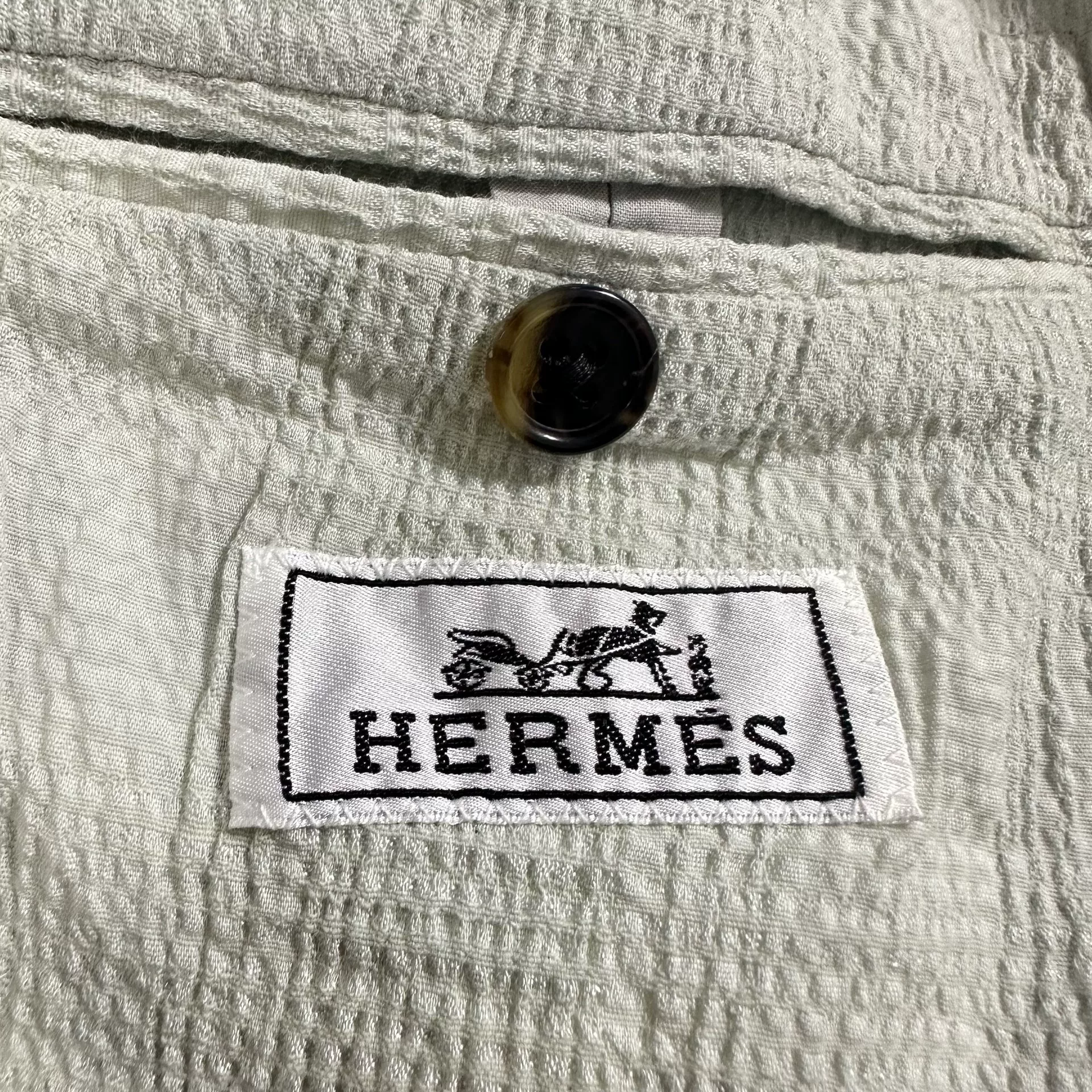 Hermes Light Gray-Green Casual Thin Blazer — label