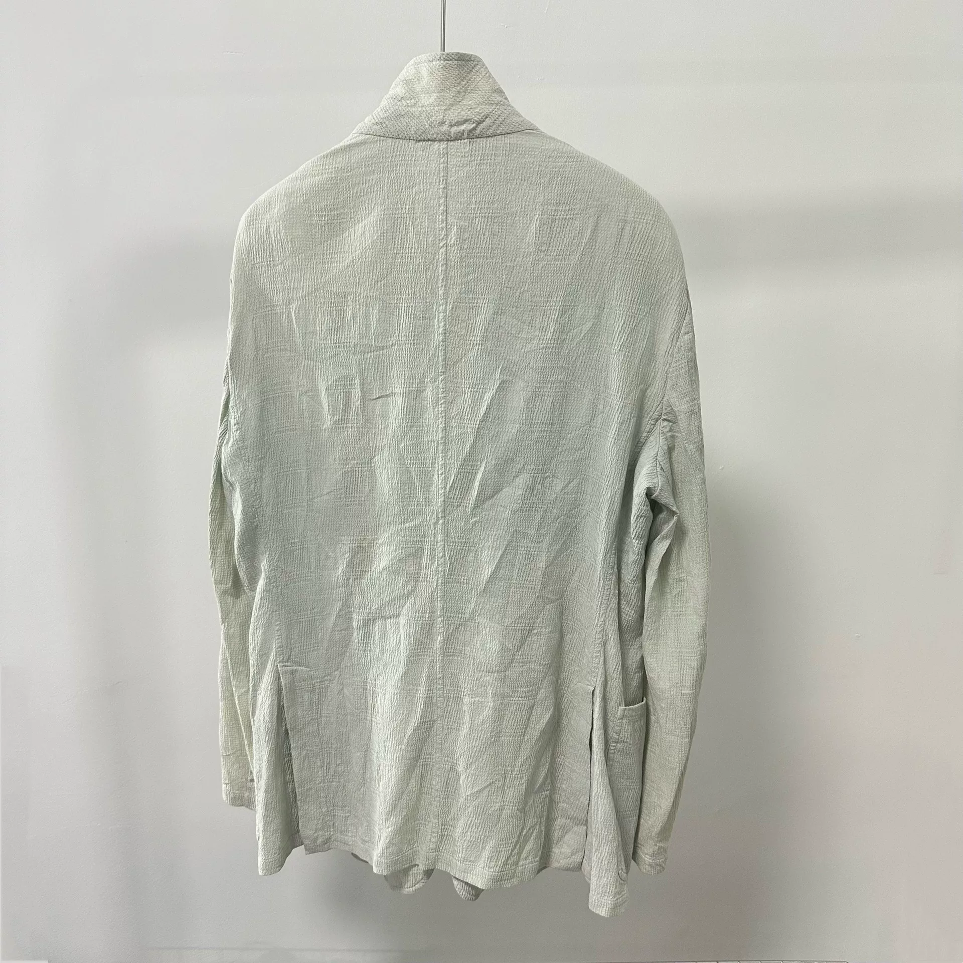 Hermes Light Gray-Green Casual Thin Blazer — back