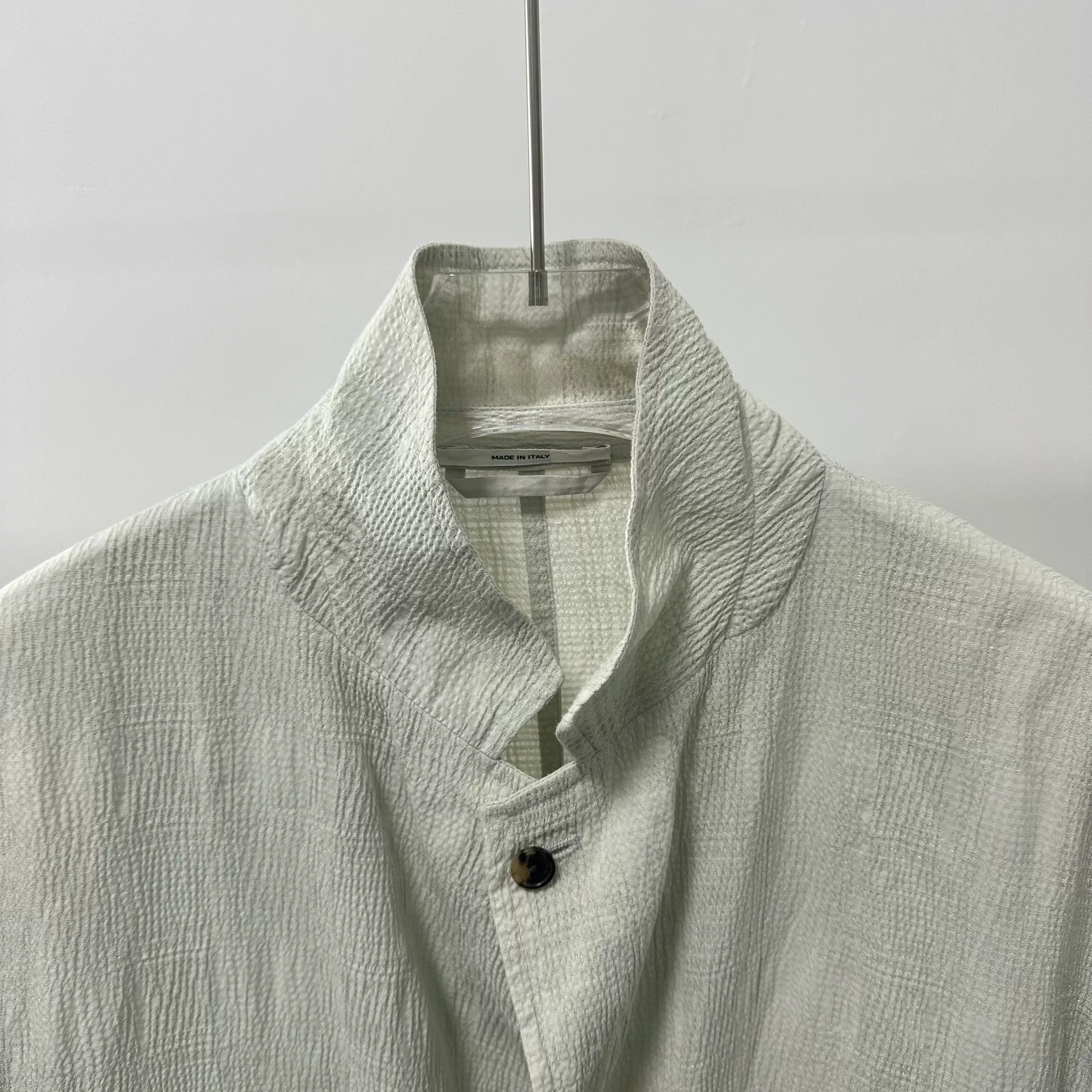 Hermes Light Gray-Green Casual Thin Blazer — front