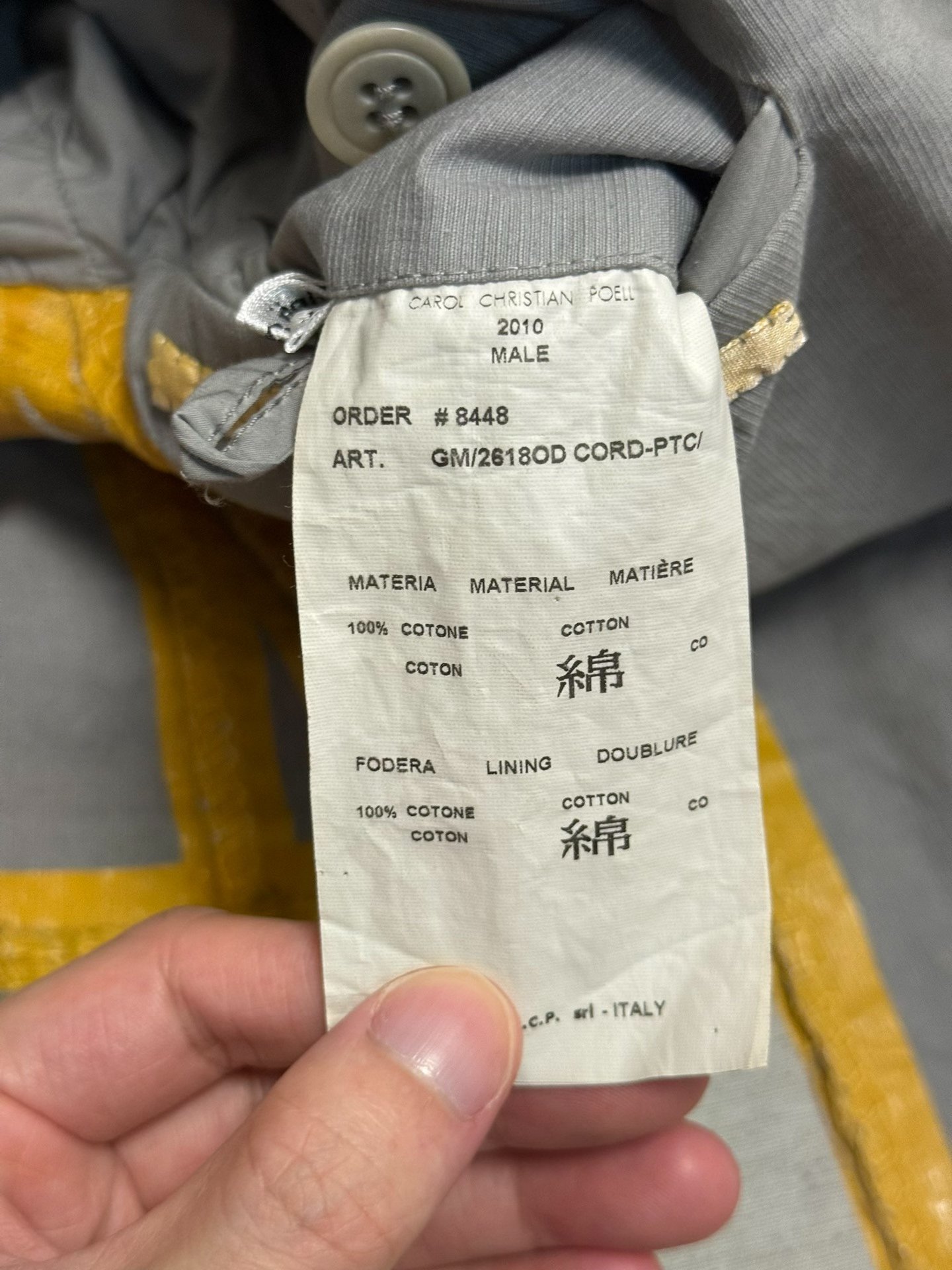 Carol Christian Poell 2618od Gray Blazer — label