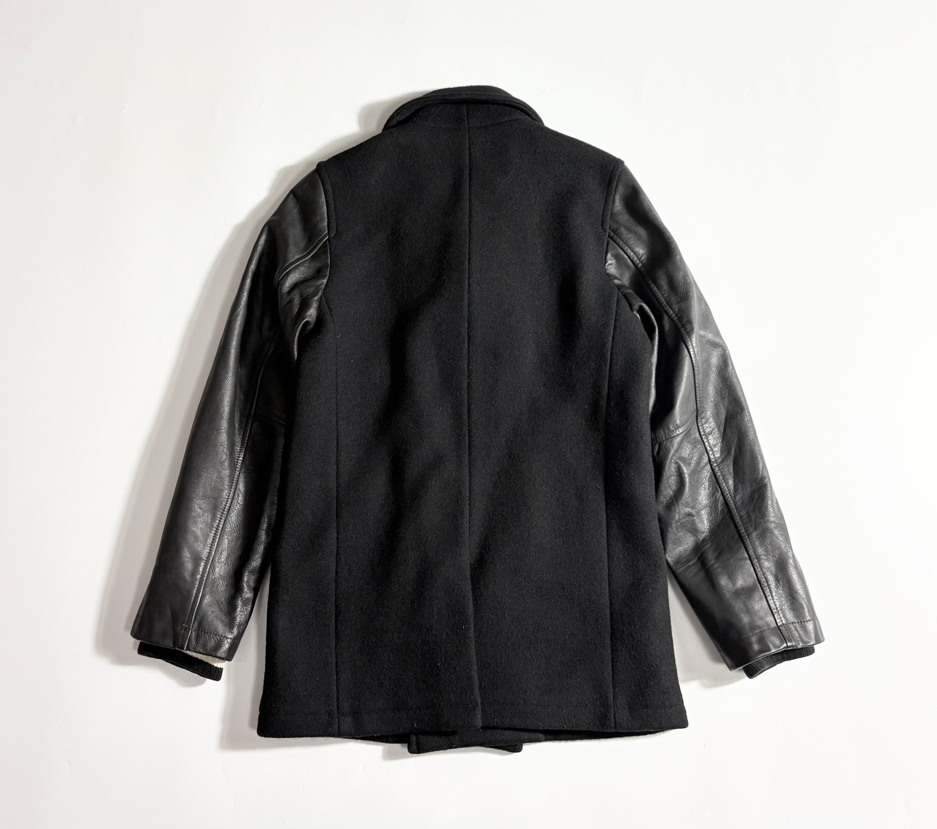 PHIGVEL Black Leather Sleeve Jacket — front