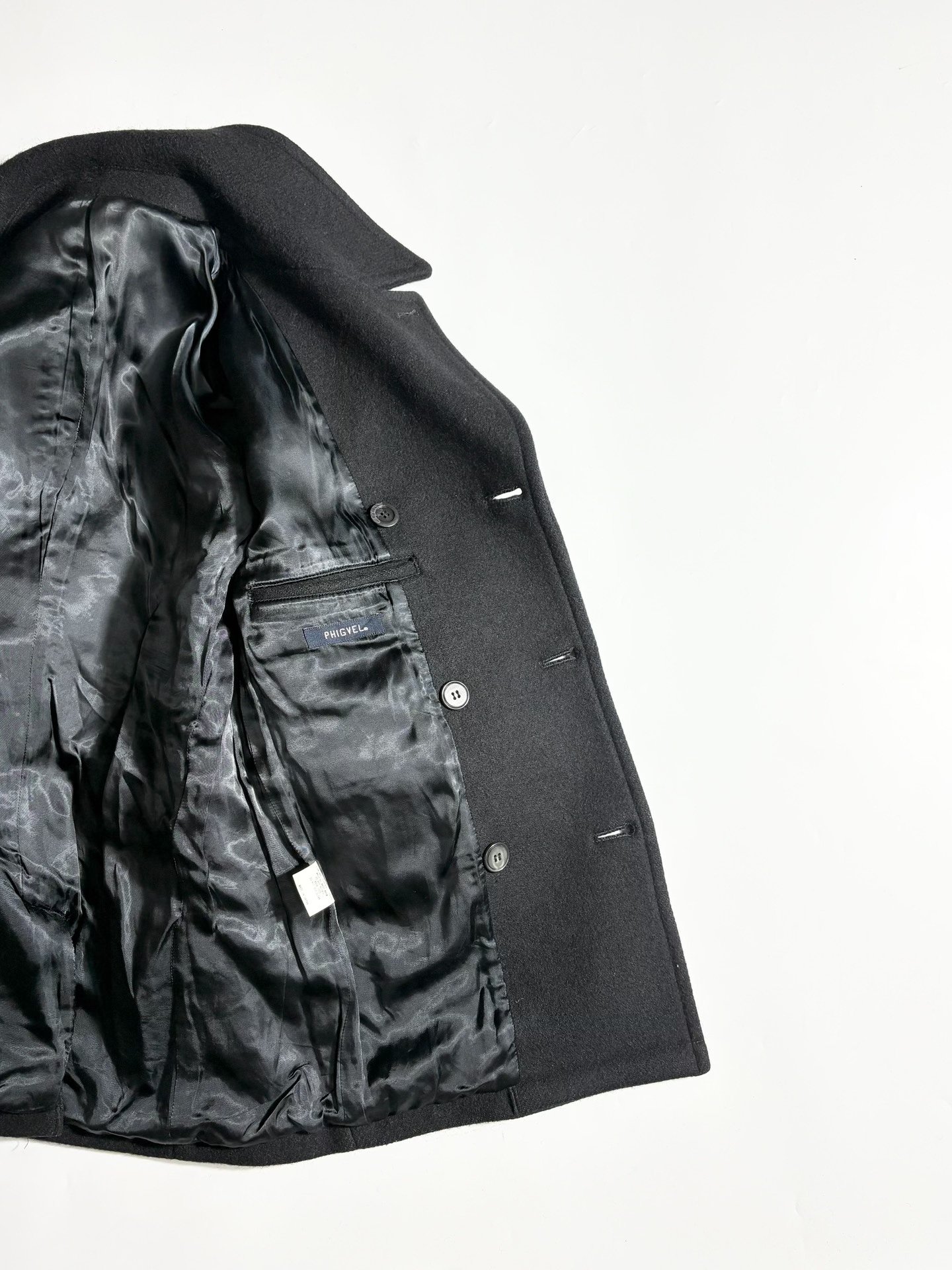 PHIGVEL Black Leather Sleeve Jacket — label