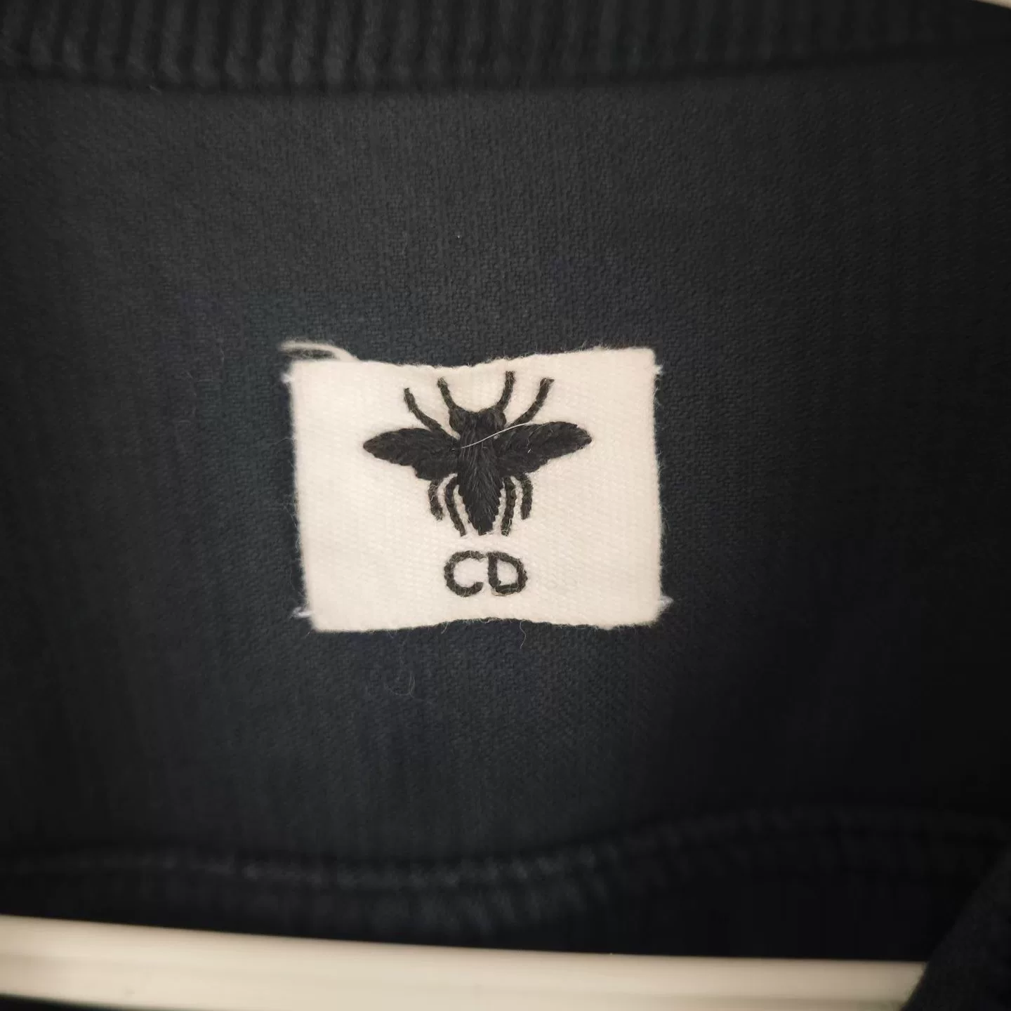Dior Dark Blue CD Bee Embroidered Corduroy Jacket — front