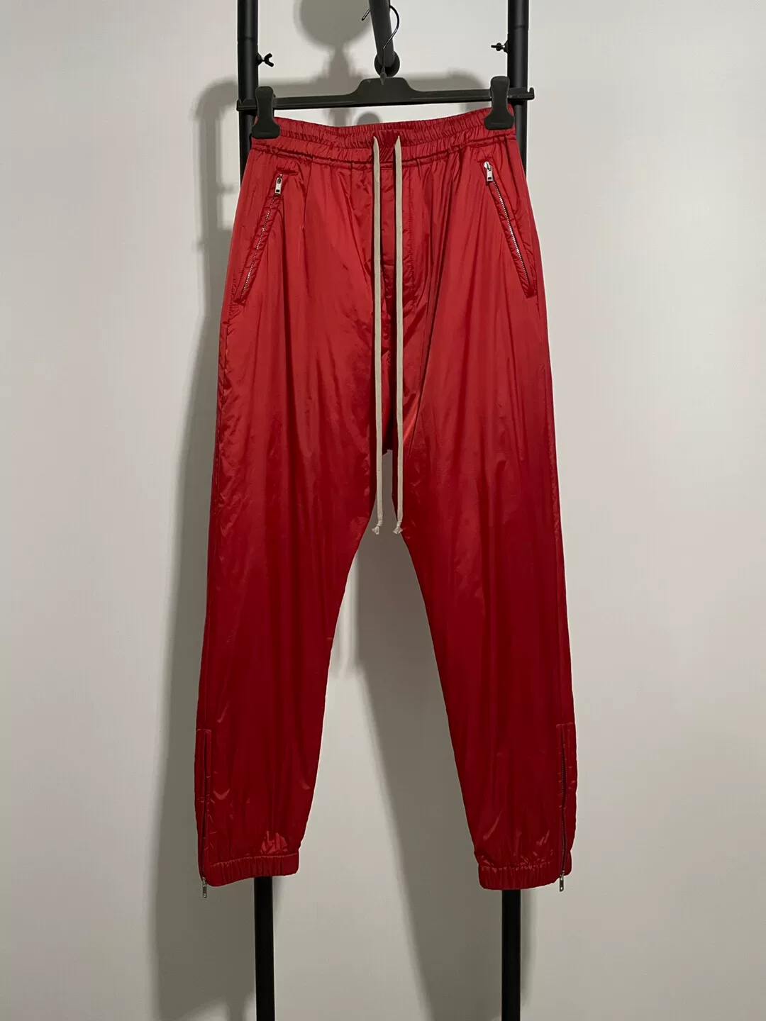 Rick Owens Red Ankle Zip Jerry Pants