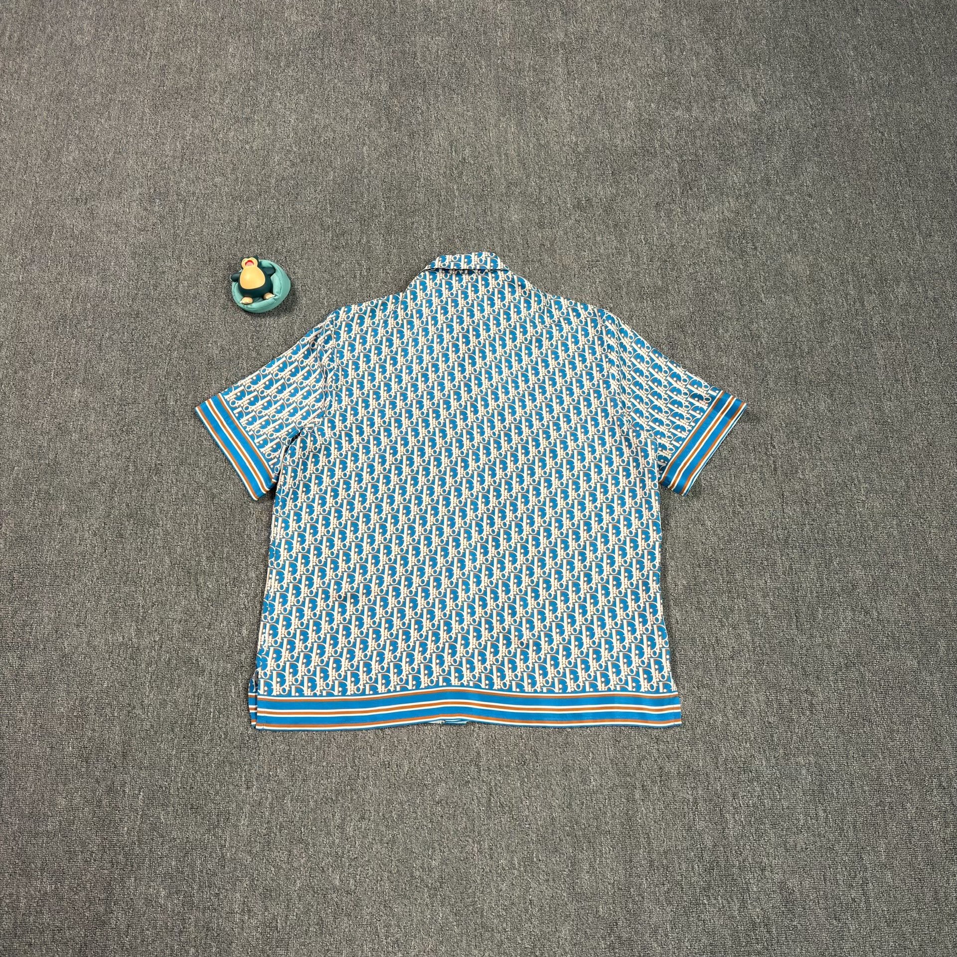 Dior Blue Logo Print Short-Sleeve Shirt — front
