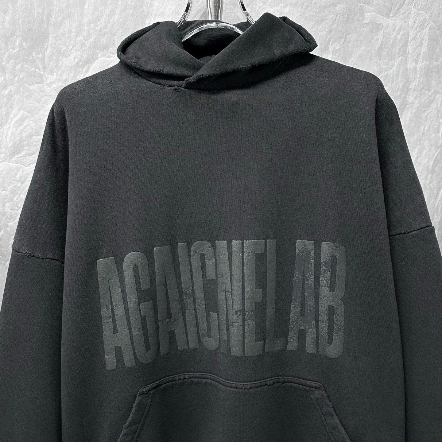 Balenciaga SS24 Printed Distressed Hoodie — front