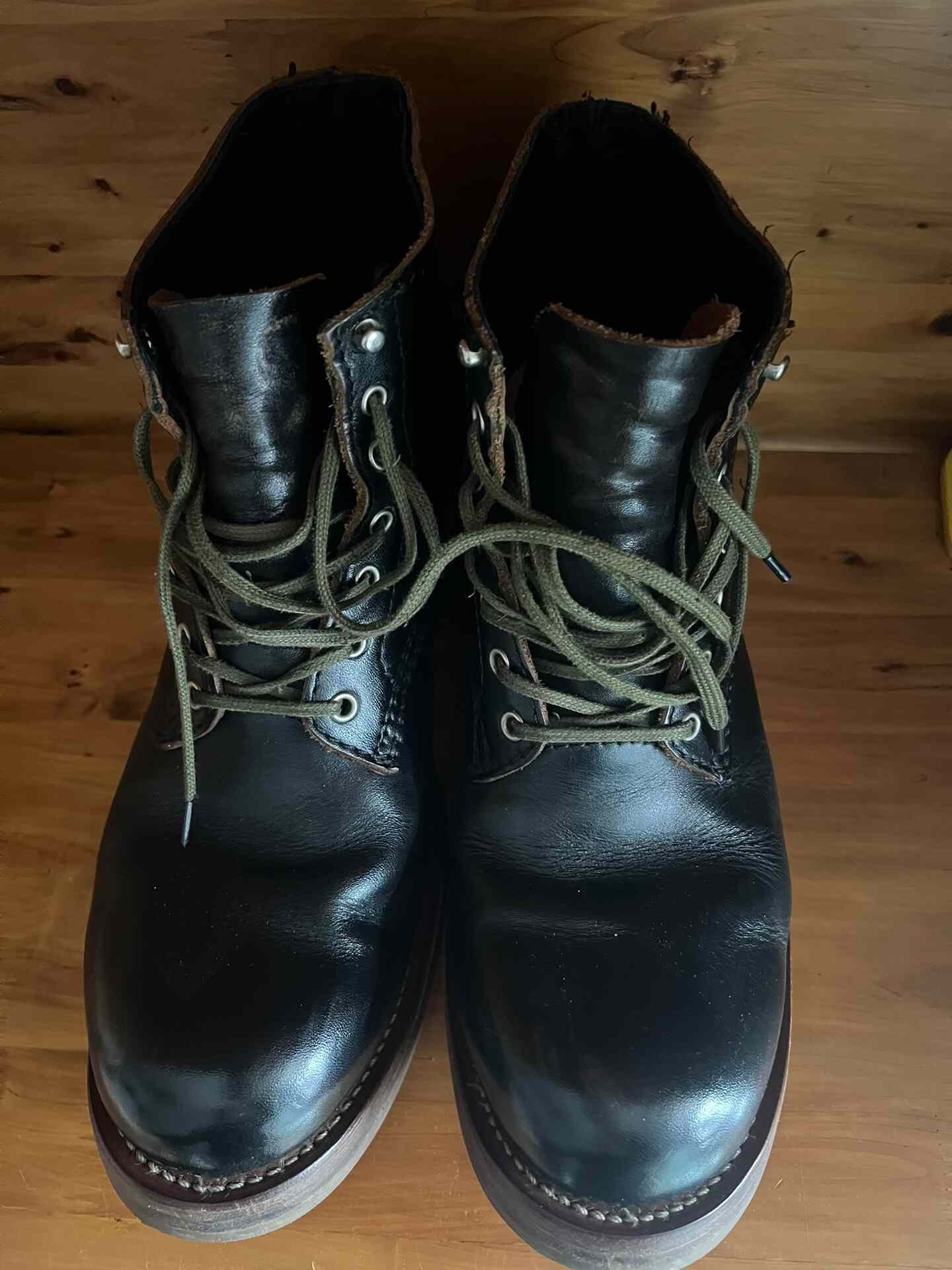 ADDICT CLOTHES Tea Core Leather Work Boots — label