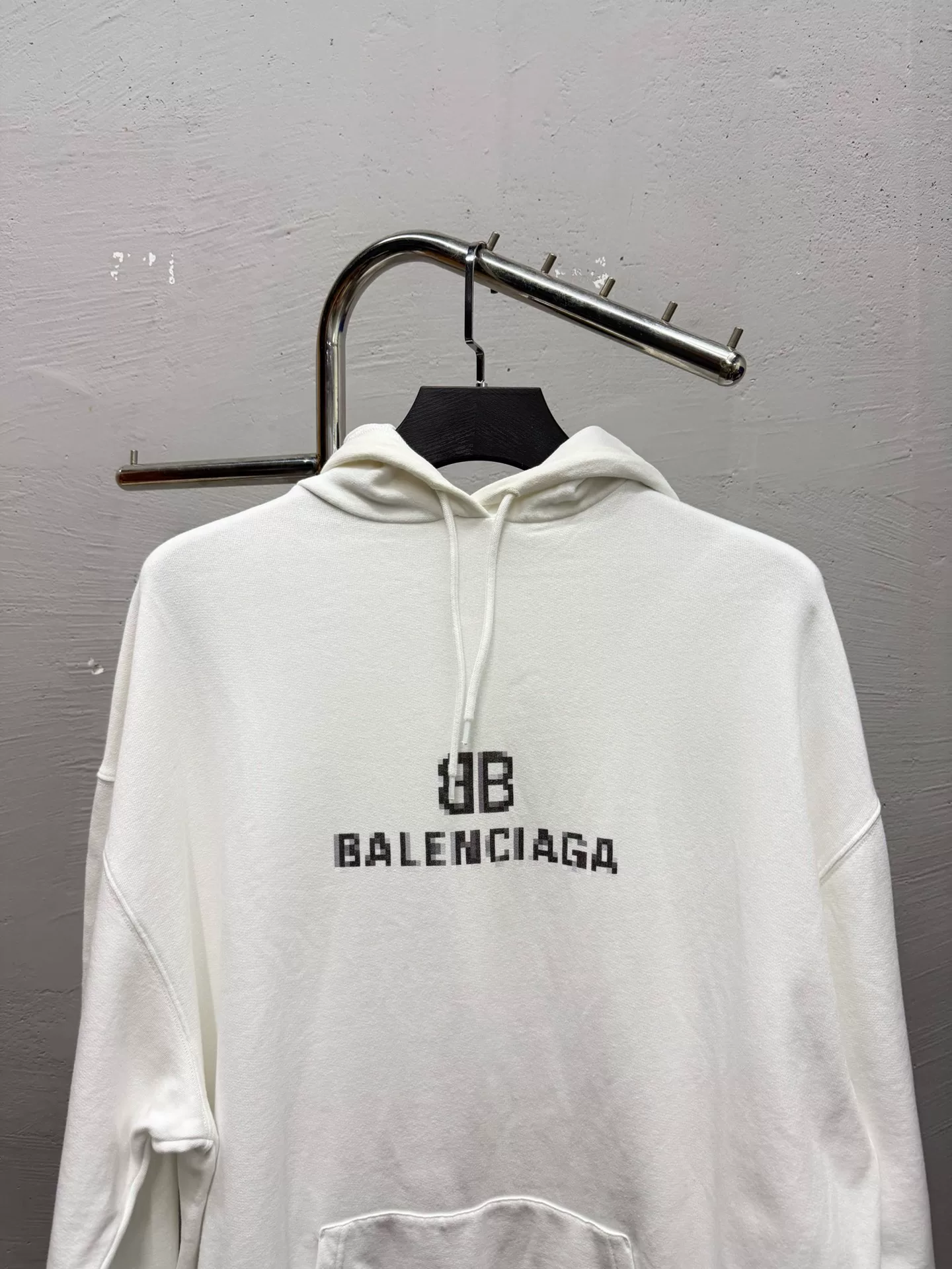 Balenciaga White Mosaic Logo Hoodie — front