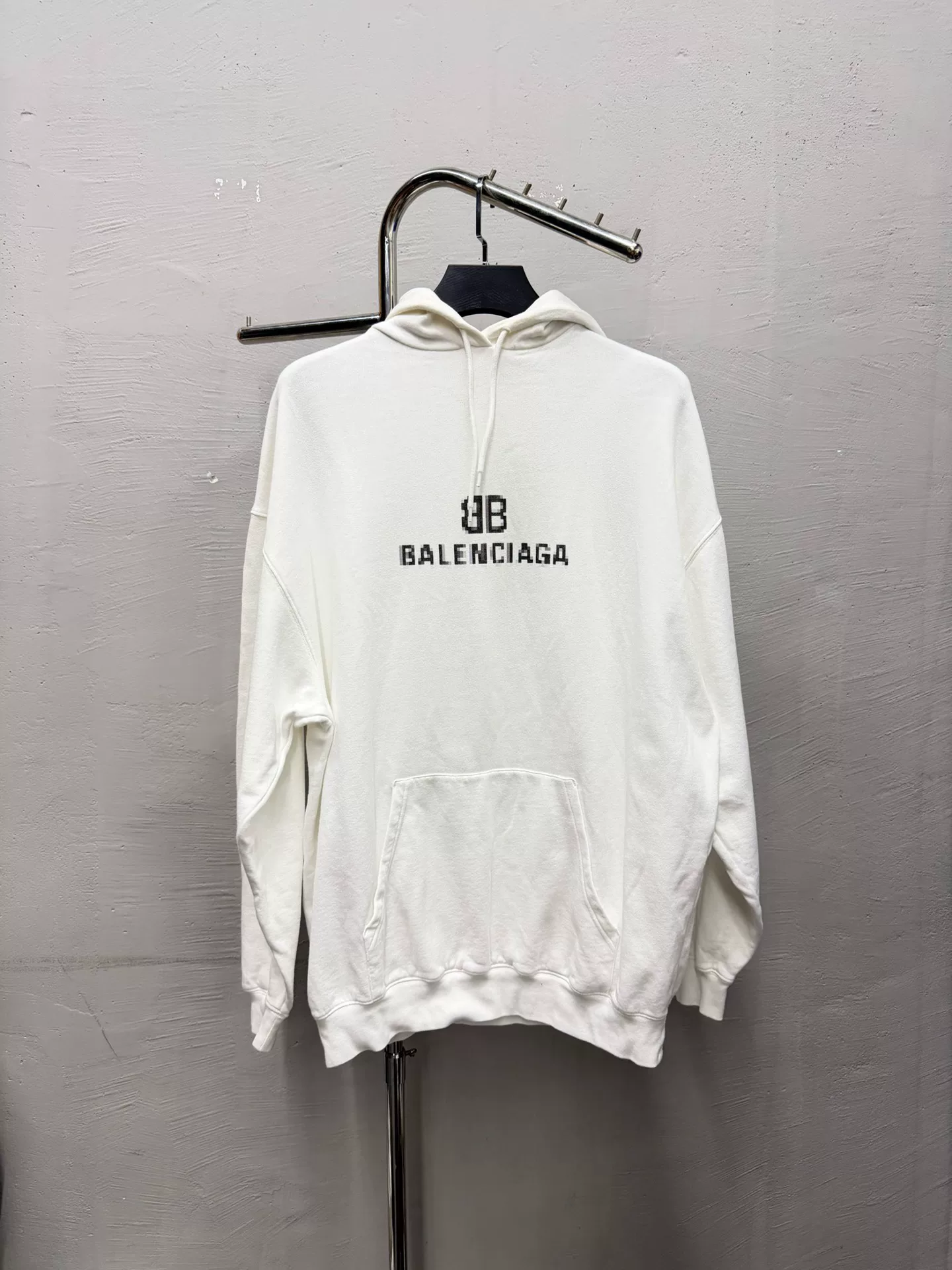 Balenciaga White Mosaic Logo Hoodie