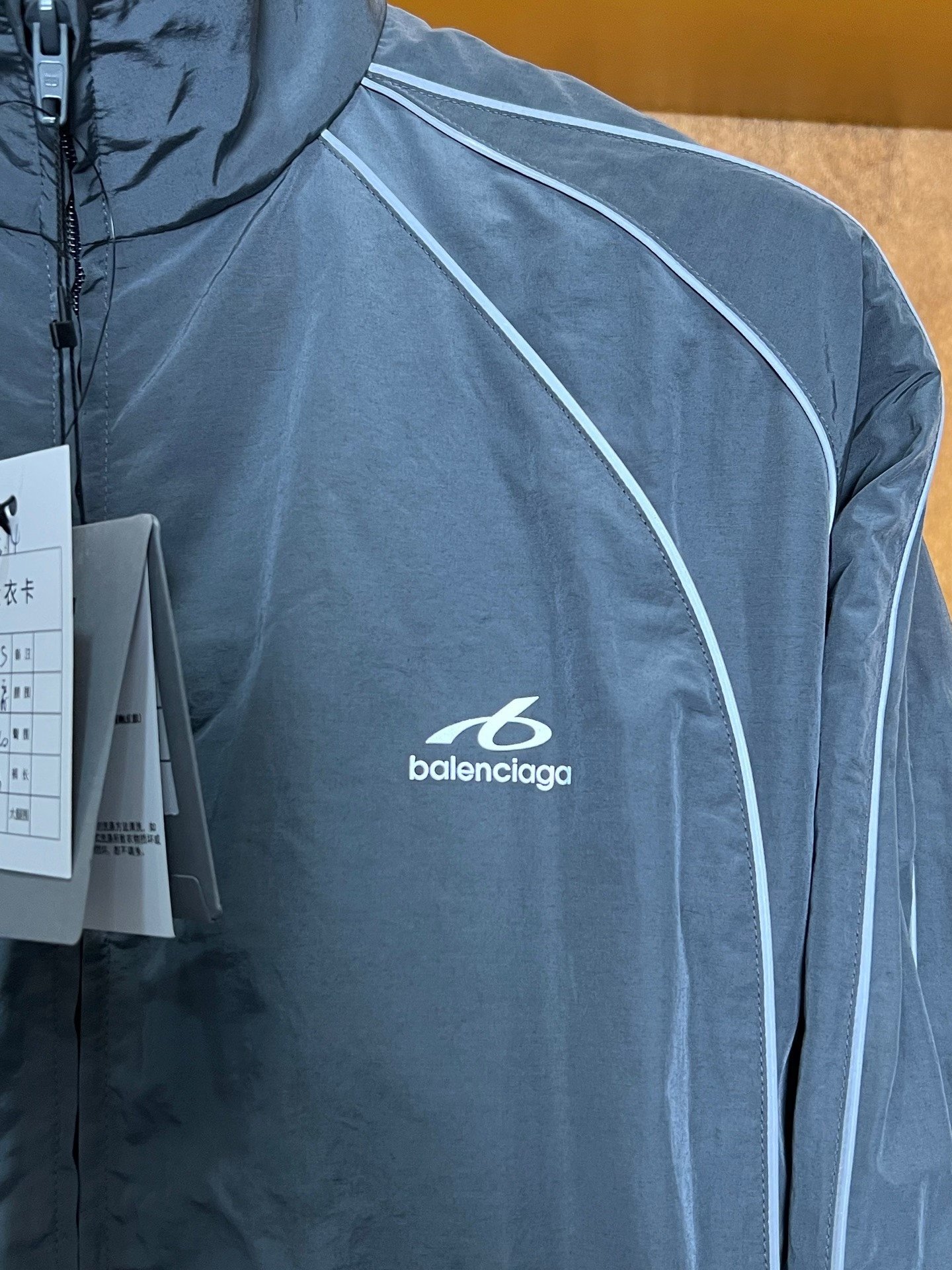 Balenciaga Gray 3M Logo Sports Jacket — detail