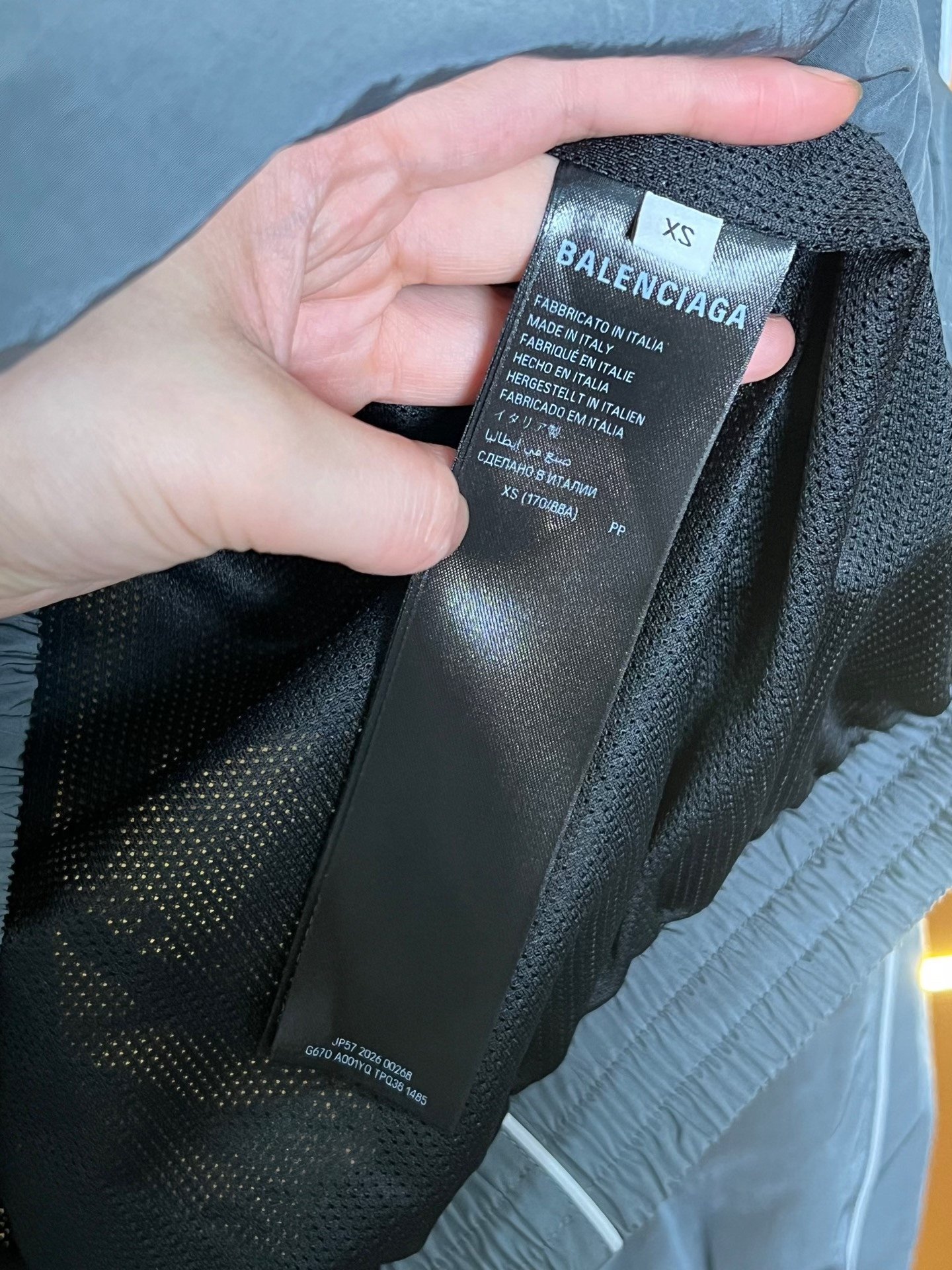 Balenciaga Gray 3M Logo Sports Jacket — label
