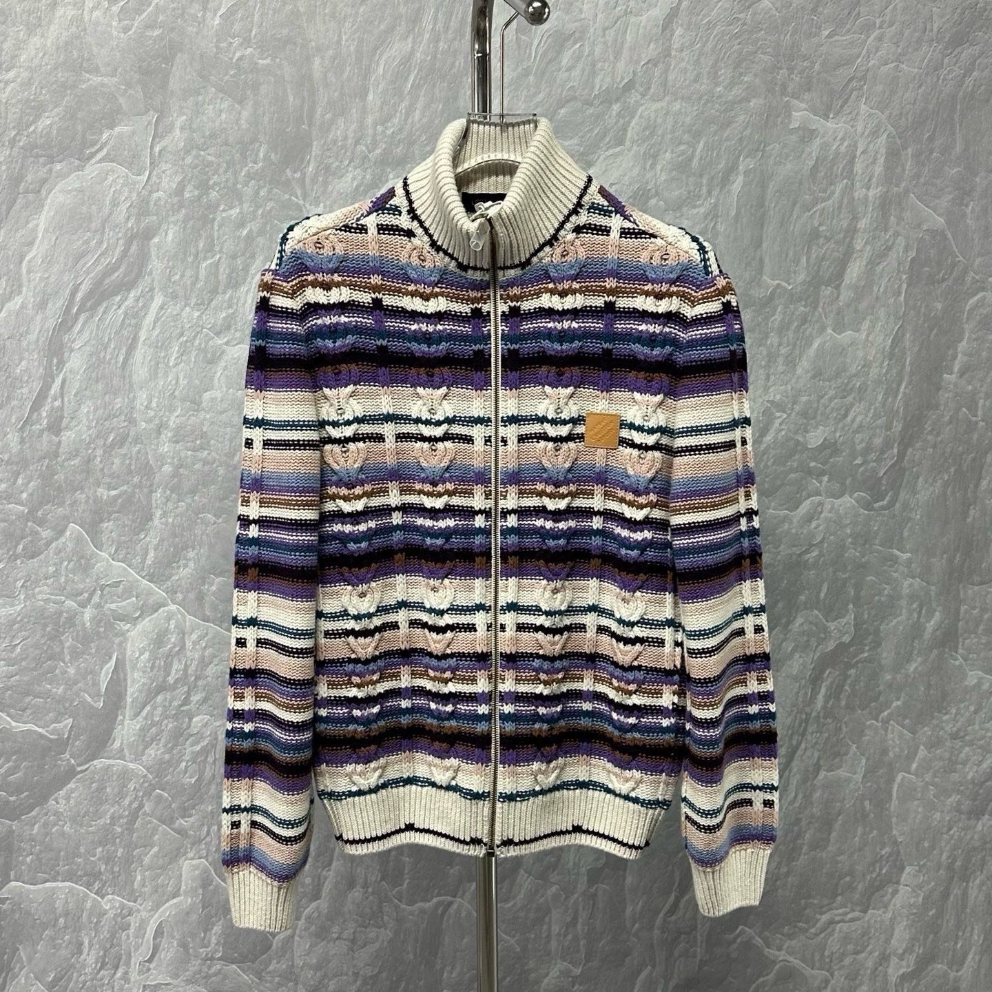 Louis Vuitton Multicolor Stripe Cable-Knit Jacket — front