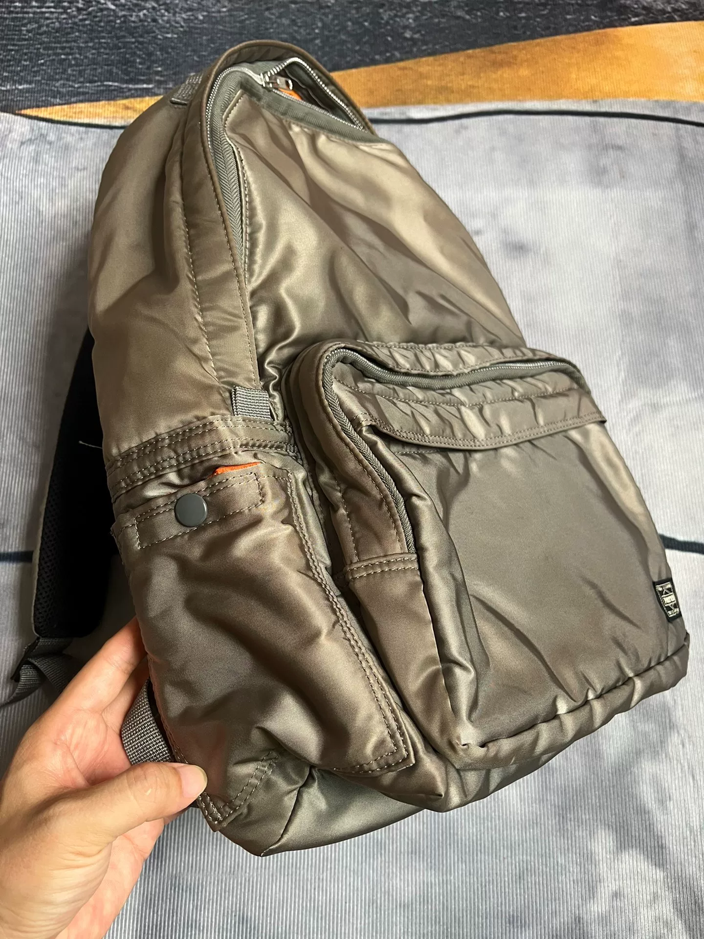 Silver-gray Porter Tanker Backpack — back