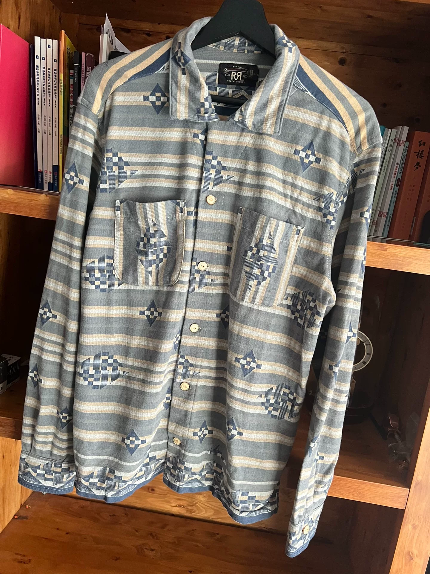 RRL Double RL Jacquard Camping Shirt — detail