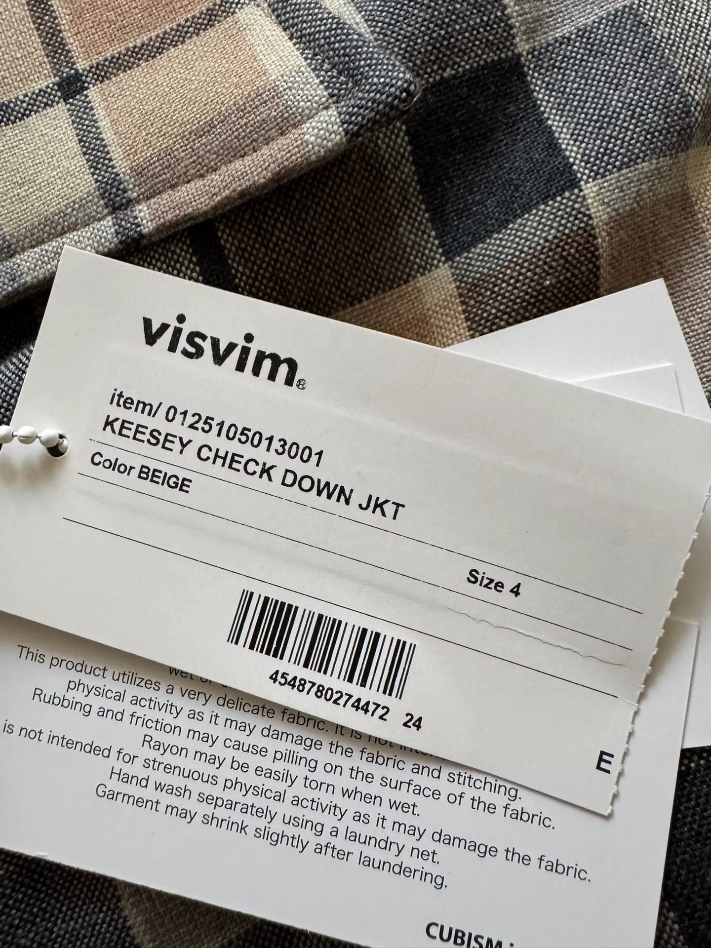 VISVIM 25SS KEESEY CHECK DOWN JKT — back