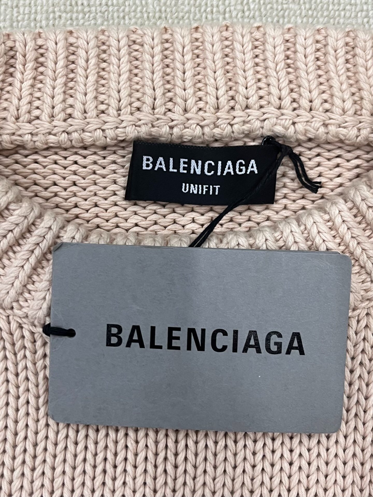 Balenciaga FW21 Beige Logo Crewneck Sweater — label