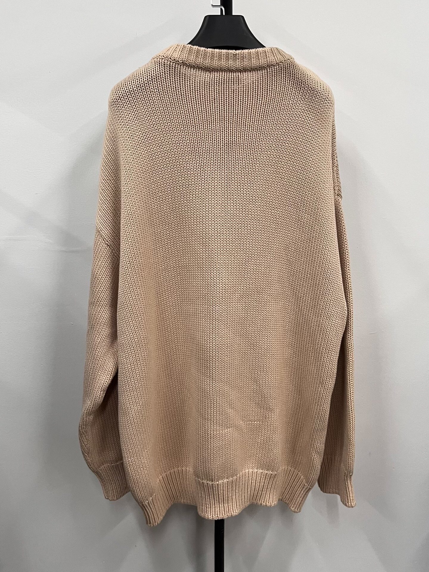 Balenciaga FW21 Beige Logo Crewneck Sweater — front