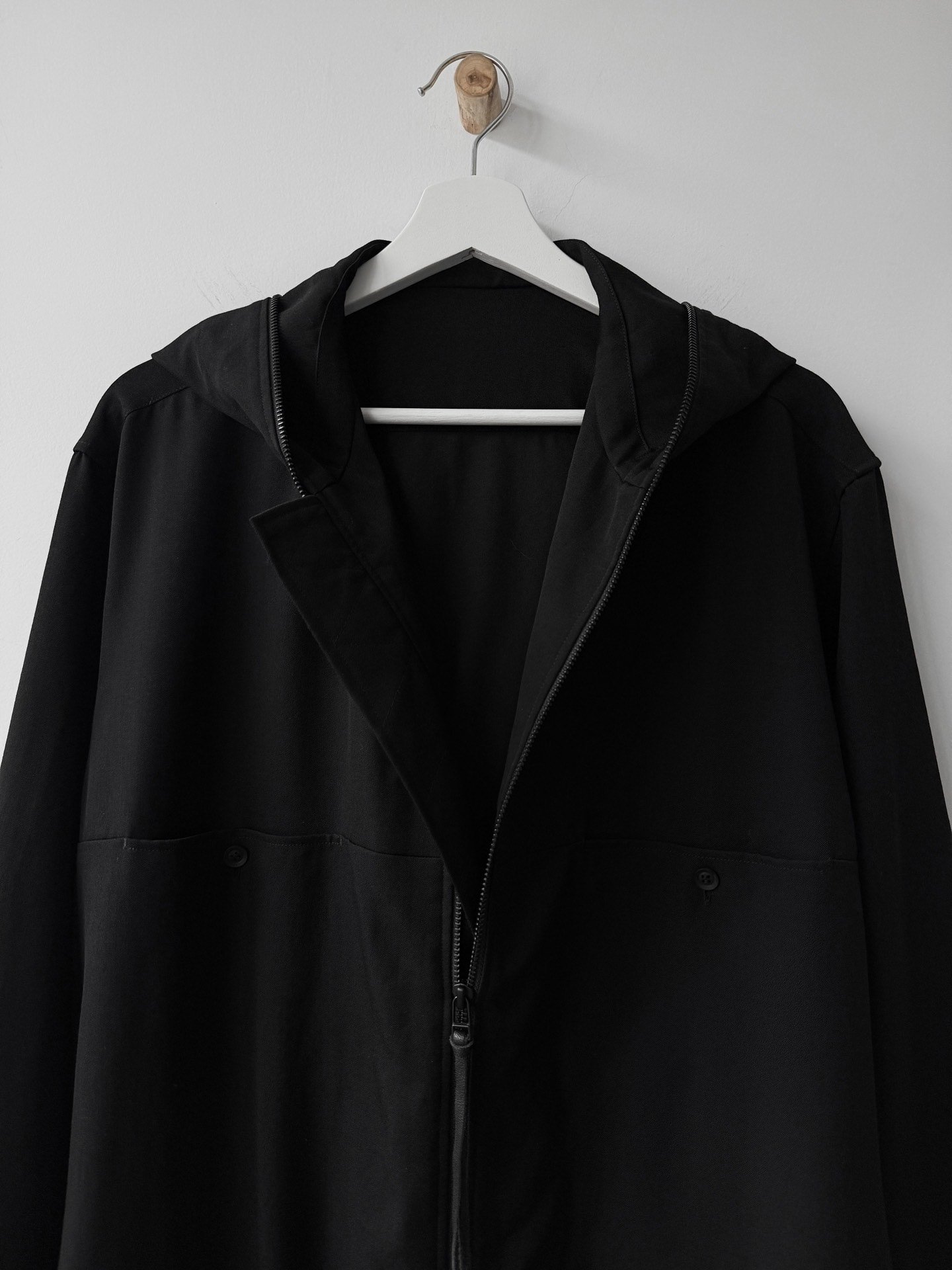 Yohji Yamamoto Minimalist Hooded Jacket — back