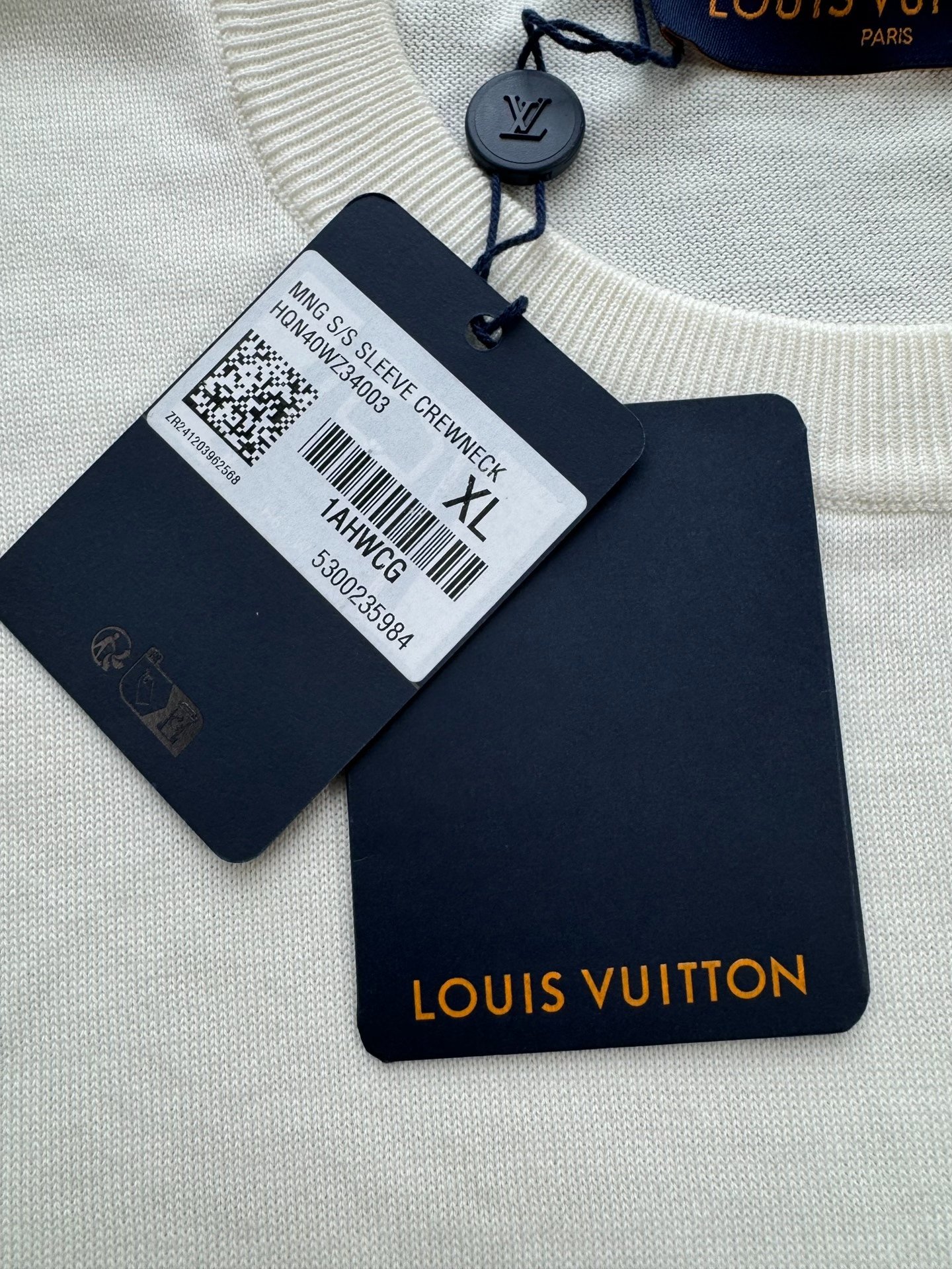 Louis Vuitton White Knit Short Sleeve Tee — back