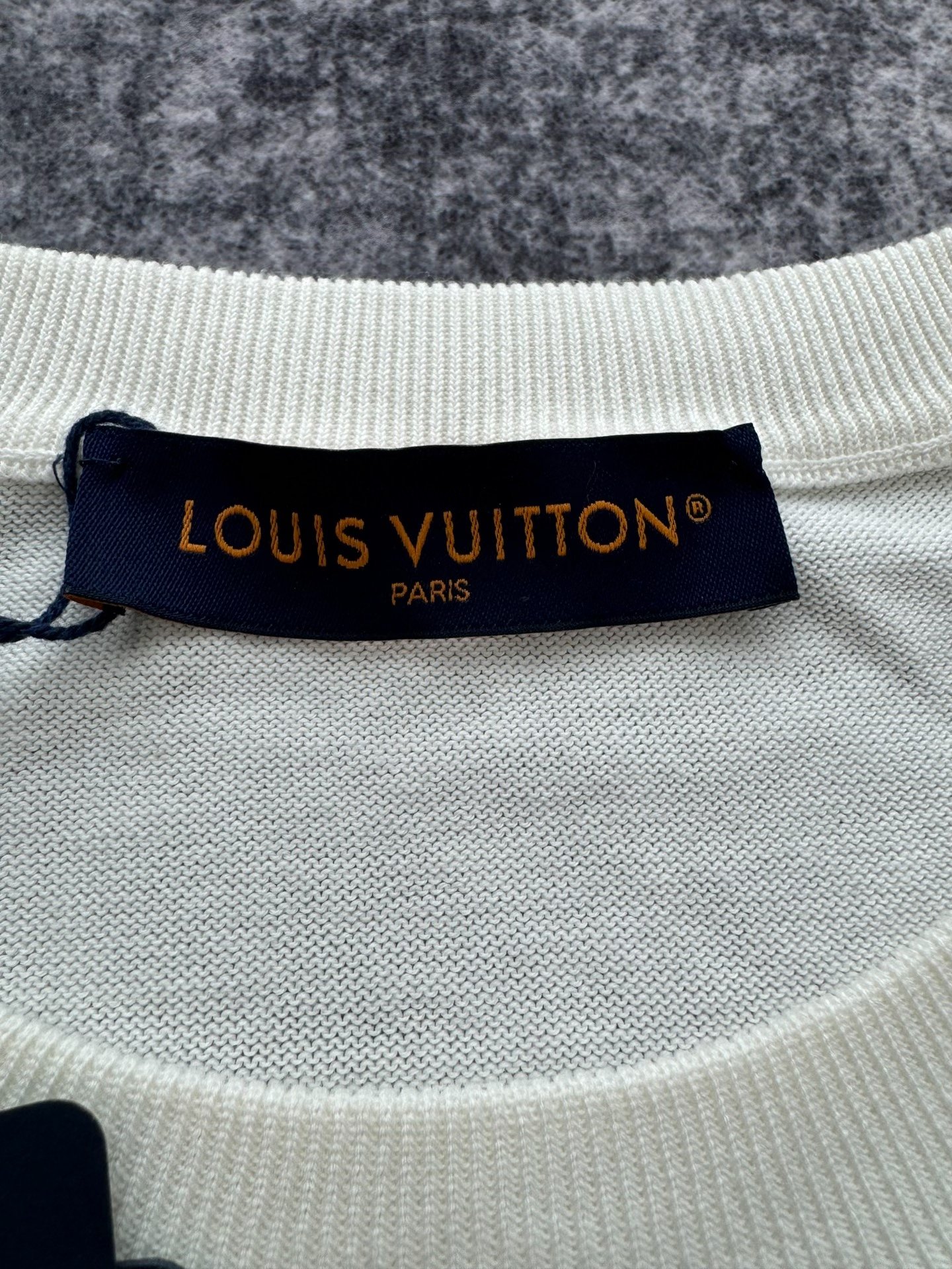 Louis Vuitton White Knit Short Sleeve Tee — detail