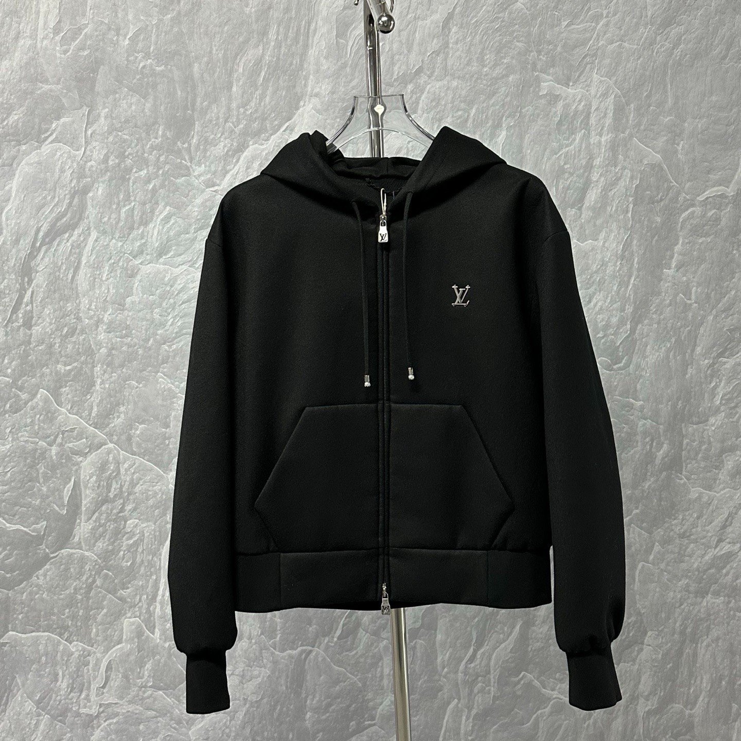 Louis Vuitton SS26 Metal Logo Hooded Wool Jacket