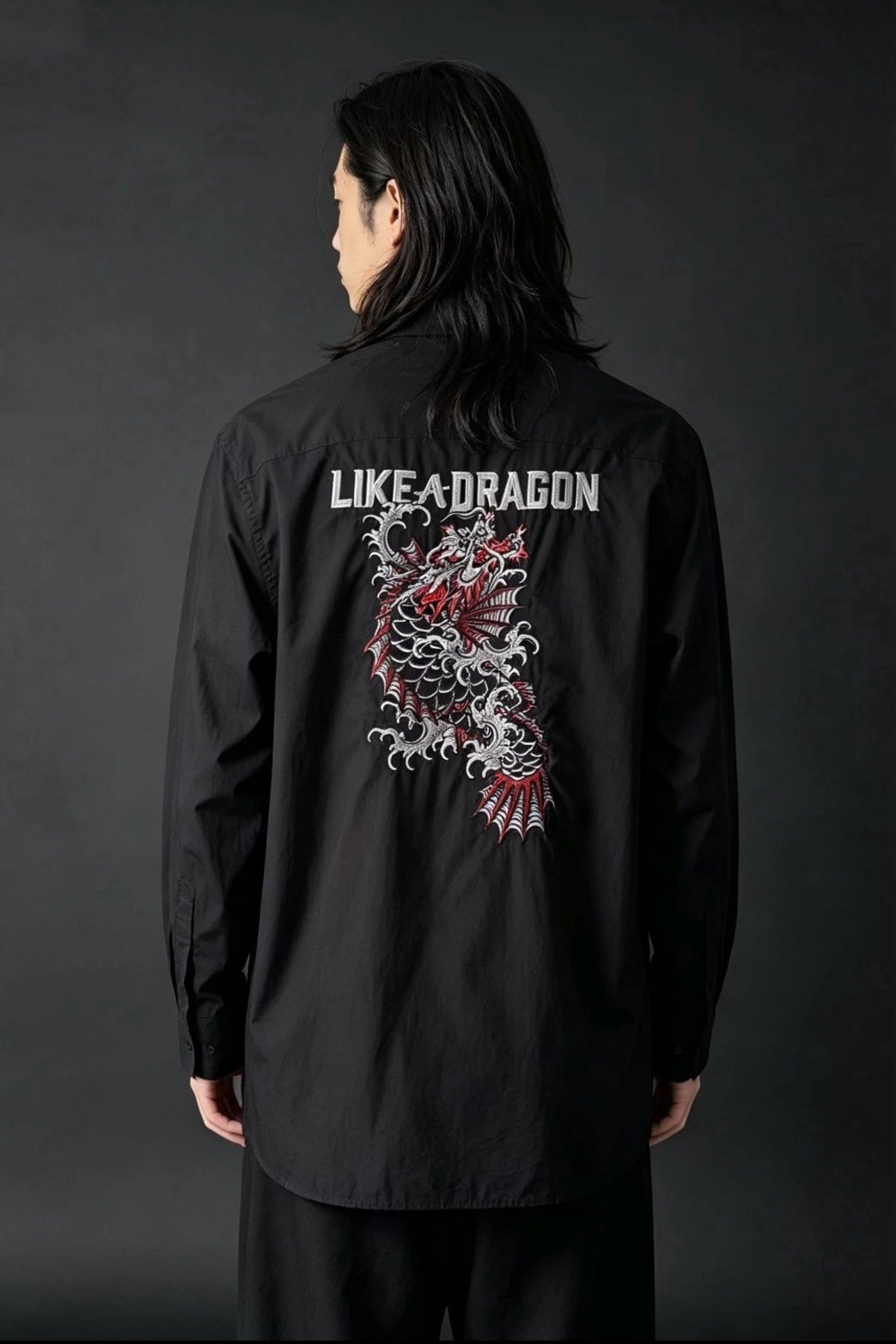 Yohji Yamamoto Like a Dragon Dragon Fish Shirt — label