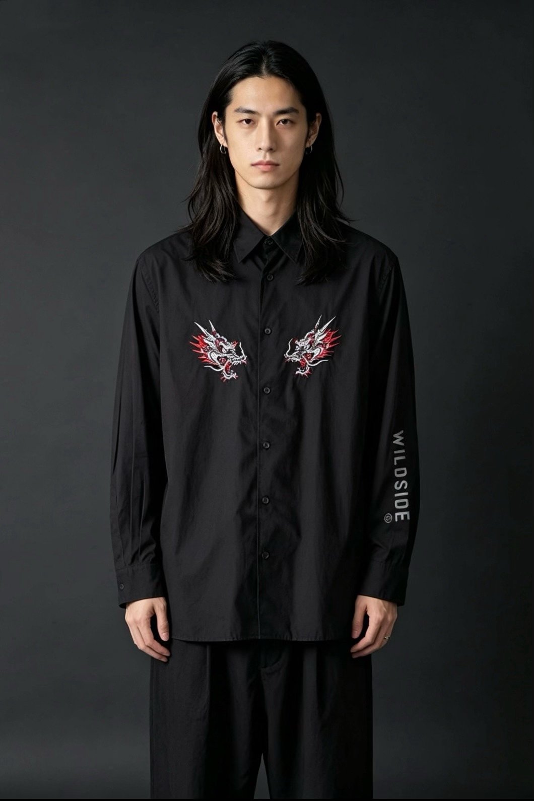 Yohji Yamamoto Like a Dragon Dragon Fish Shirt — detail