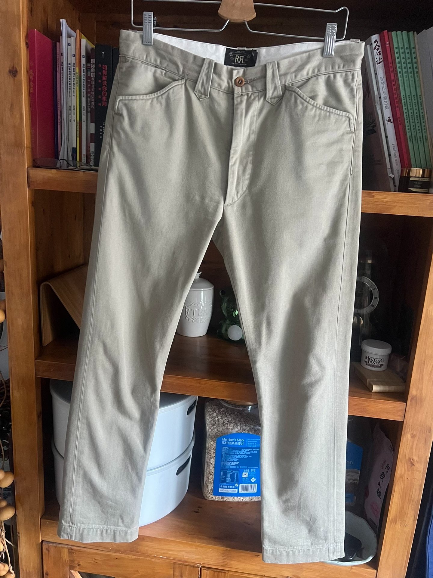 RRL Double RL Khaki Gem Button Officer Pants — detail