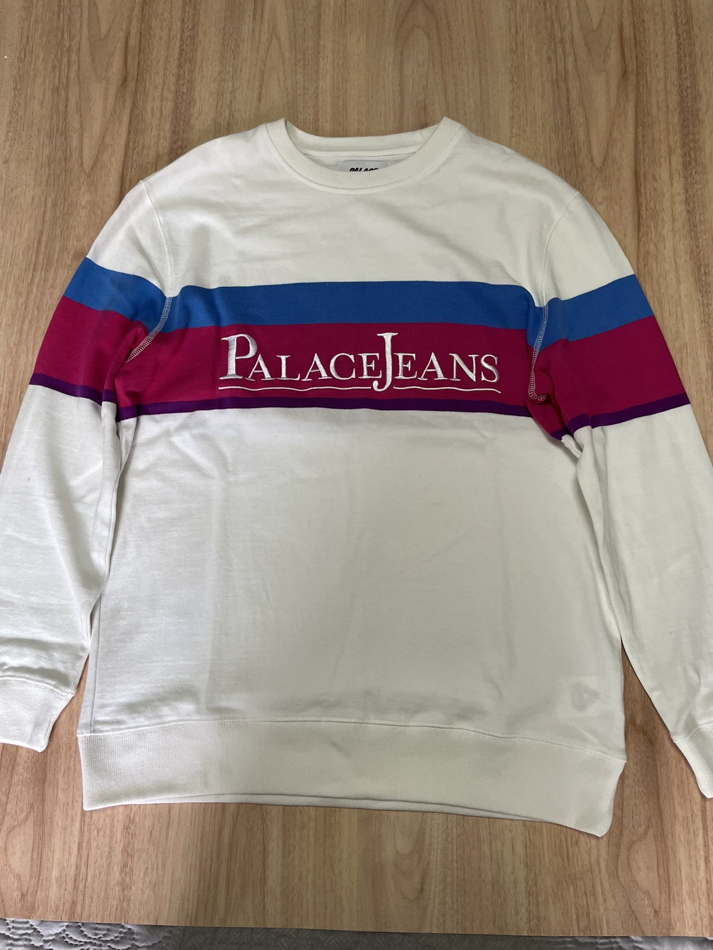 PALACE 17FW Stripe Embroidered Crew Sweater