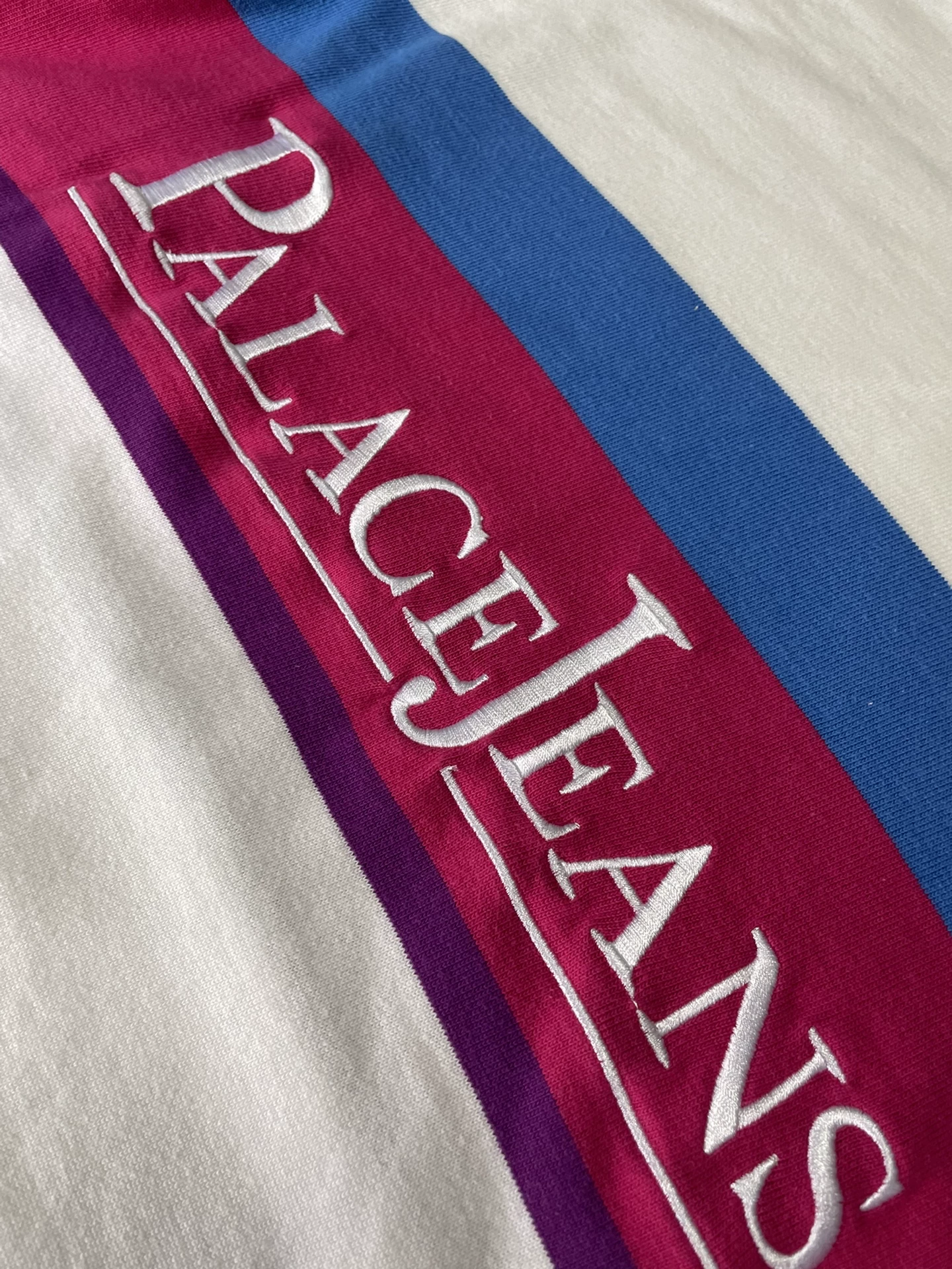 PALACE 17FW Stripe Embroidered Crew Sweater — detail