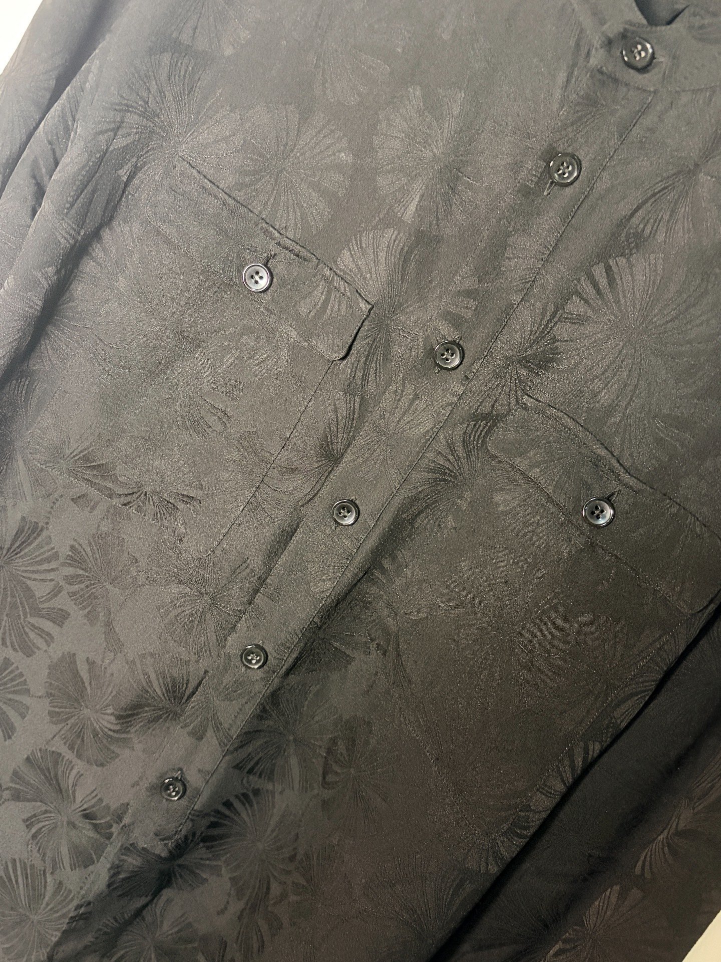 Saint Laurent SLP 21SS Henley Wool Silk Shirt — detail