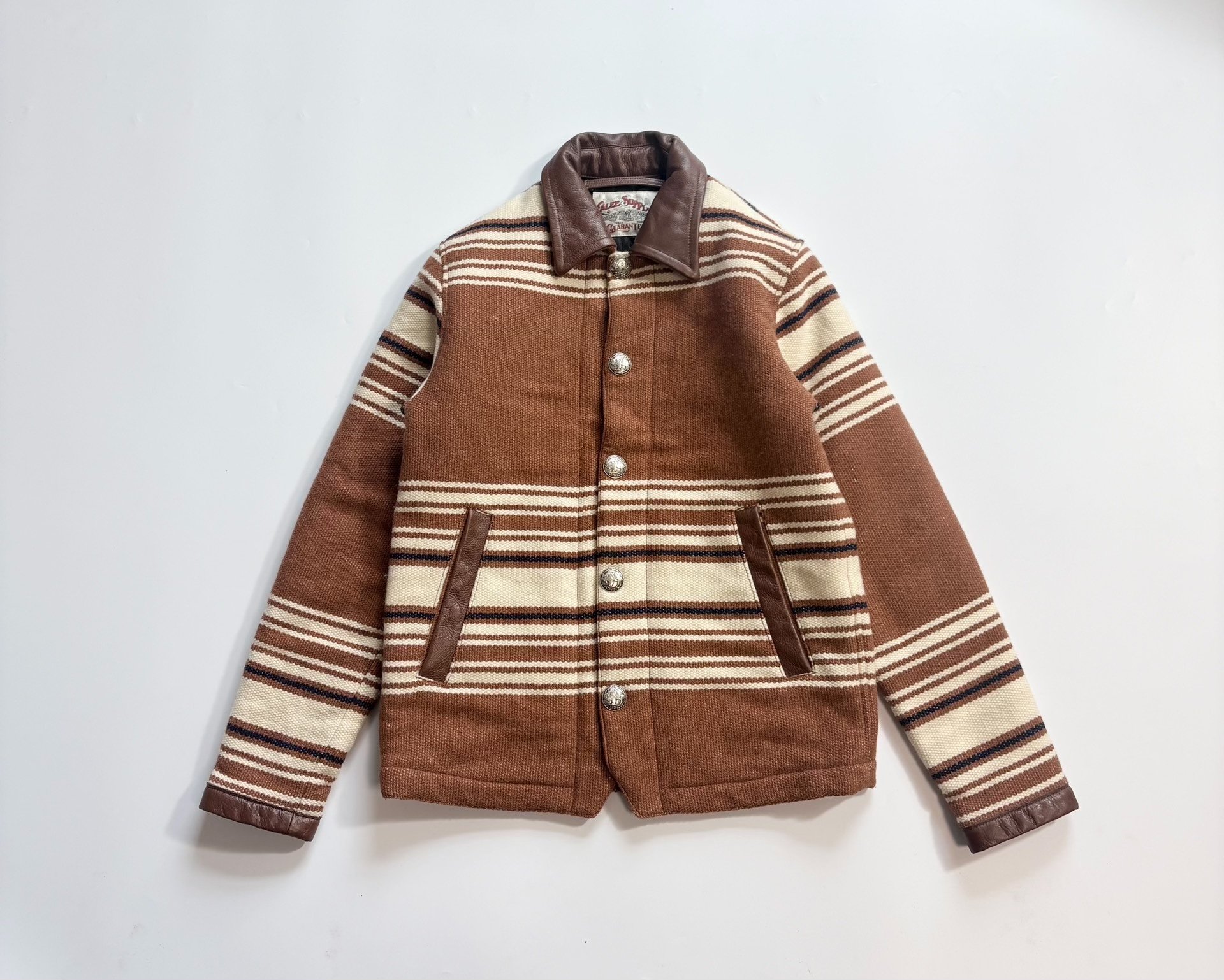 Calee Carpet Fabric Leather Collar Jacket