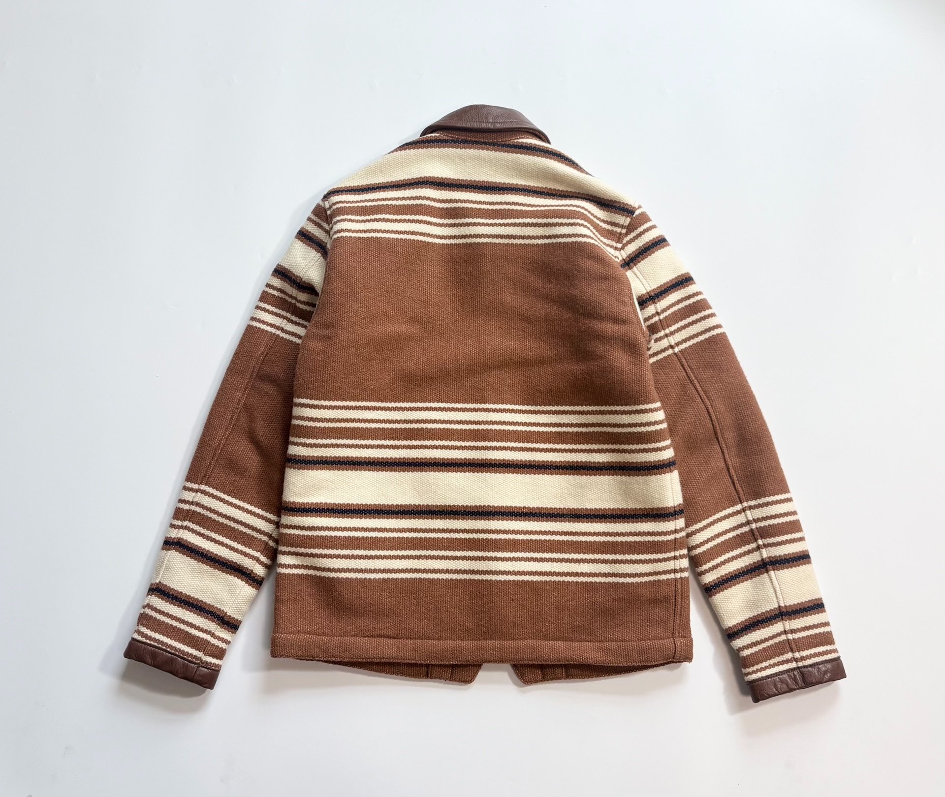Calee Carpet Fabric Leather Collar Jacket — front